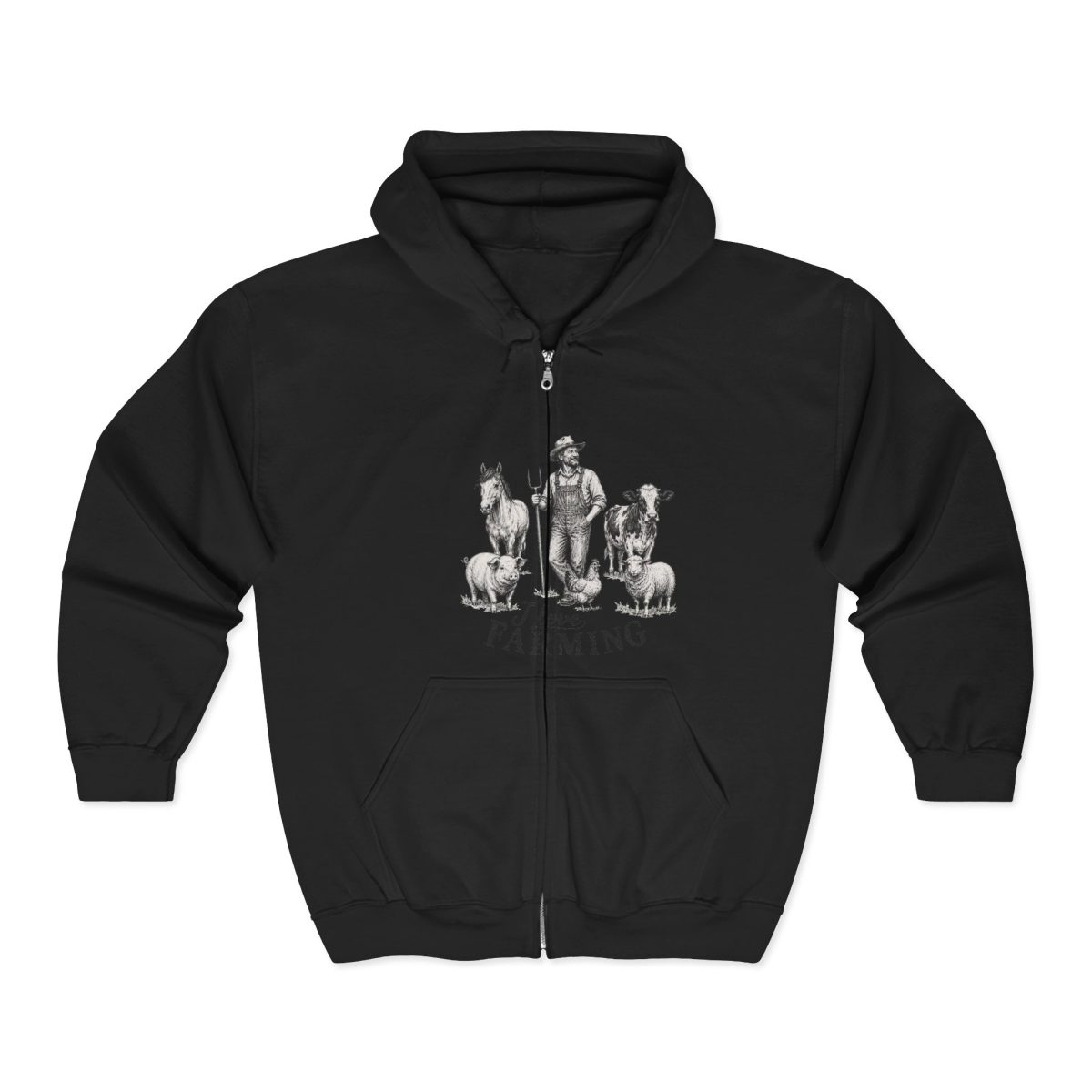 Zip Hoodie — Vintage Shepherd with Dogs Graphic Full-Zip Sweatshirt