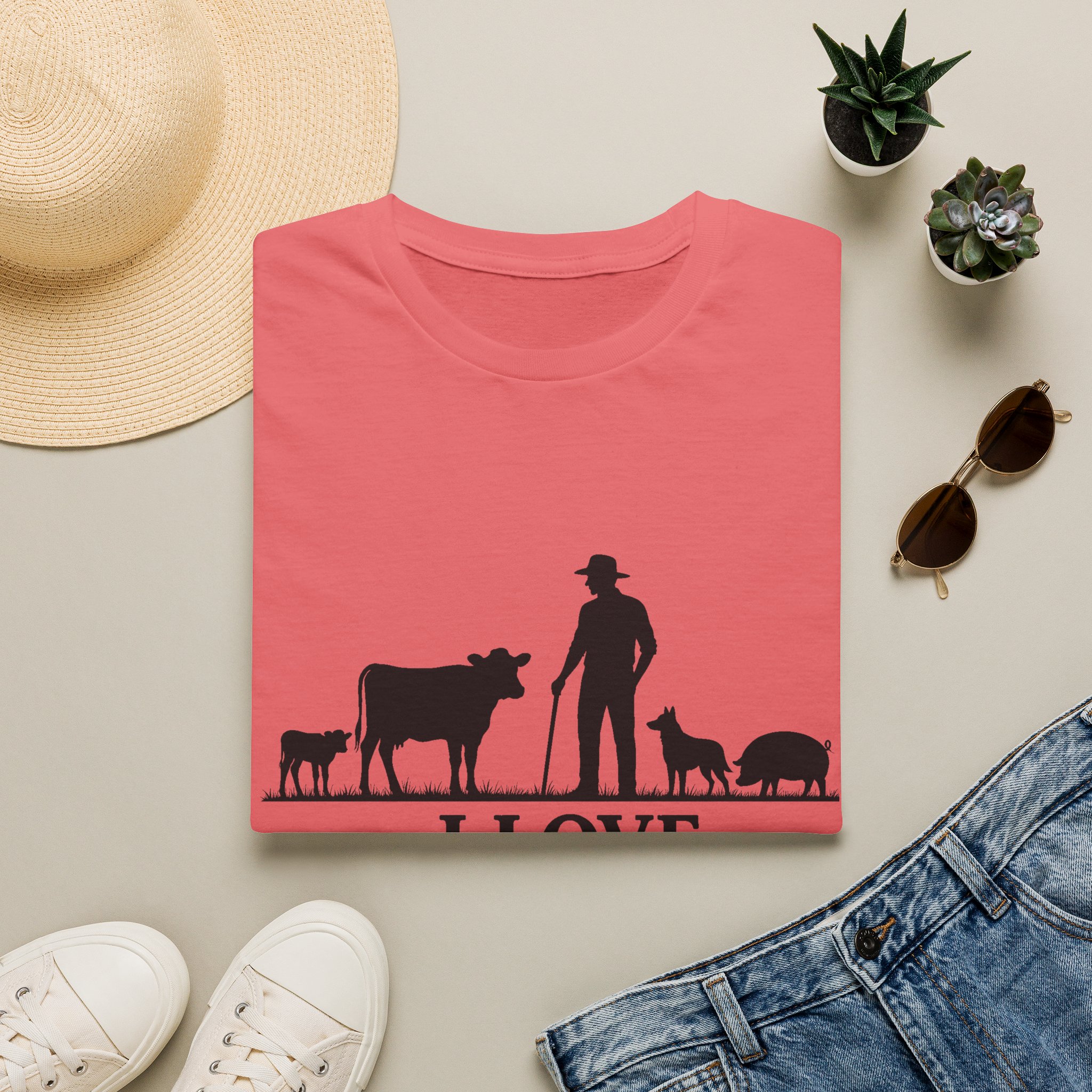 Farmer Silhouette T‑Shirt — "I Love Farming" Country Farm Tee - Image 2