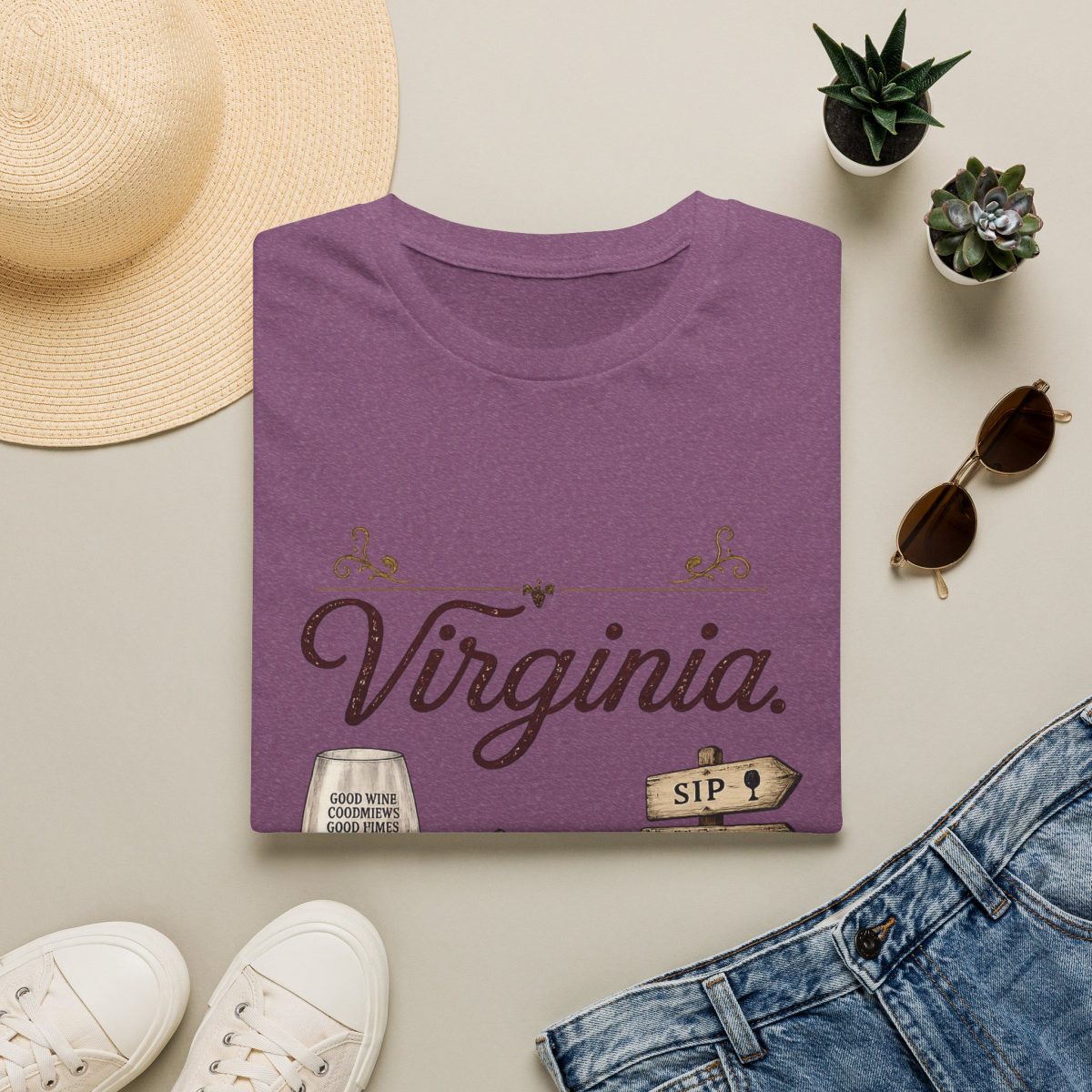 Virginia State Vintage T‑Shirt — Scenic Mountains & Wine Lover Tee