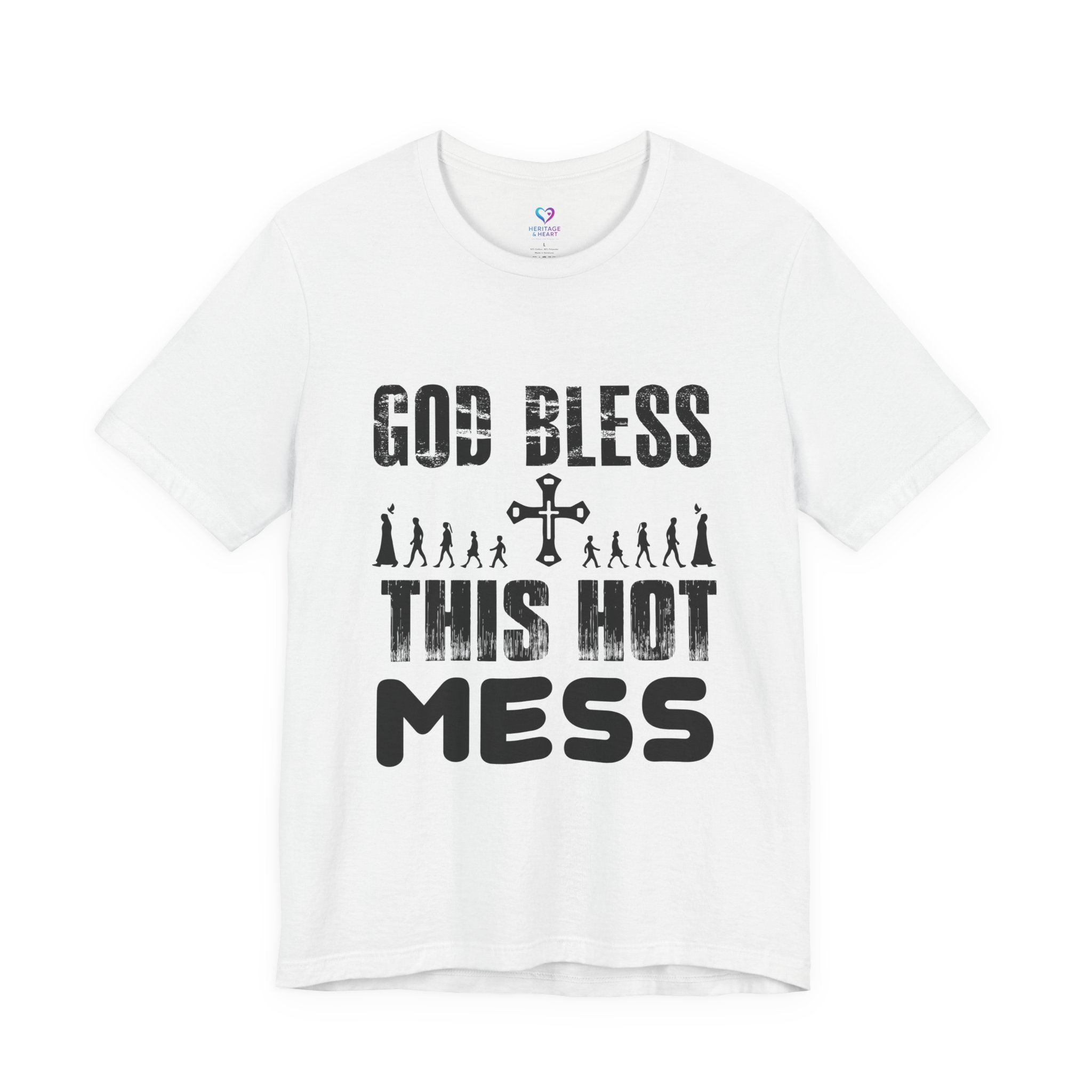 T-Shirt — "God Bless This Hot Mess" Funny Christian Graphic Tee - Image 3