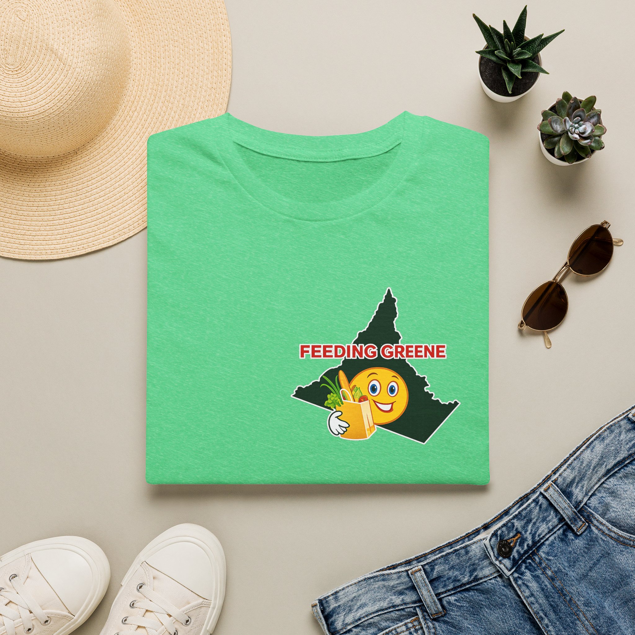 Feeding Greene State Outline T-Shirt — Funny Emoji “Feeding Greene” Local Pride Tee - Image 25