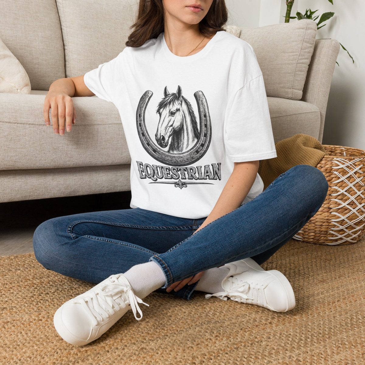 Equestrian Horseshoe T-Shirt — Vintage Horse Portrait 'Equestrian' Tee