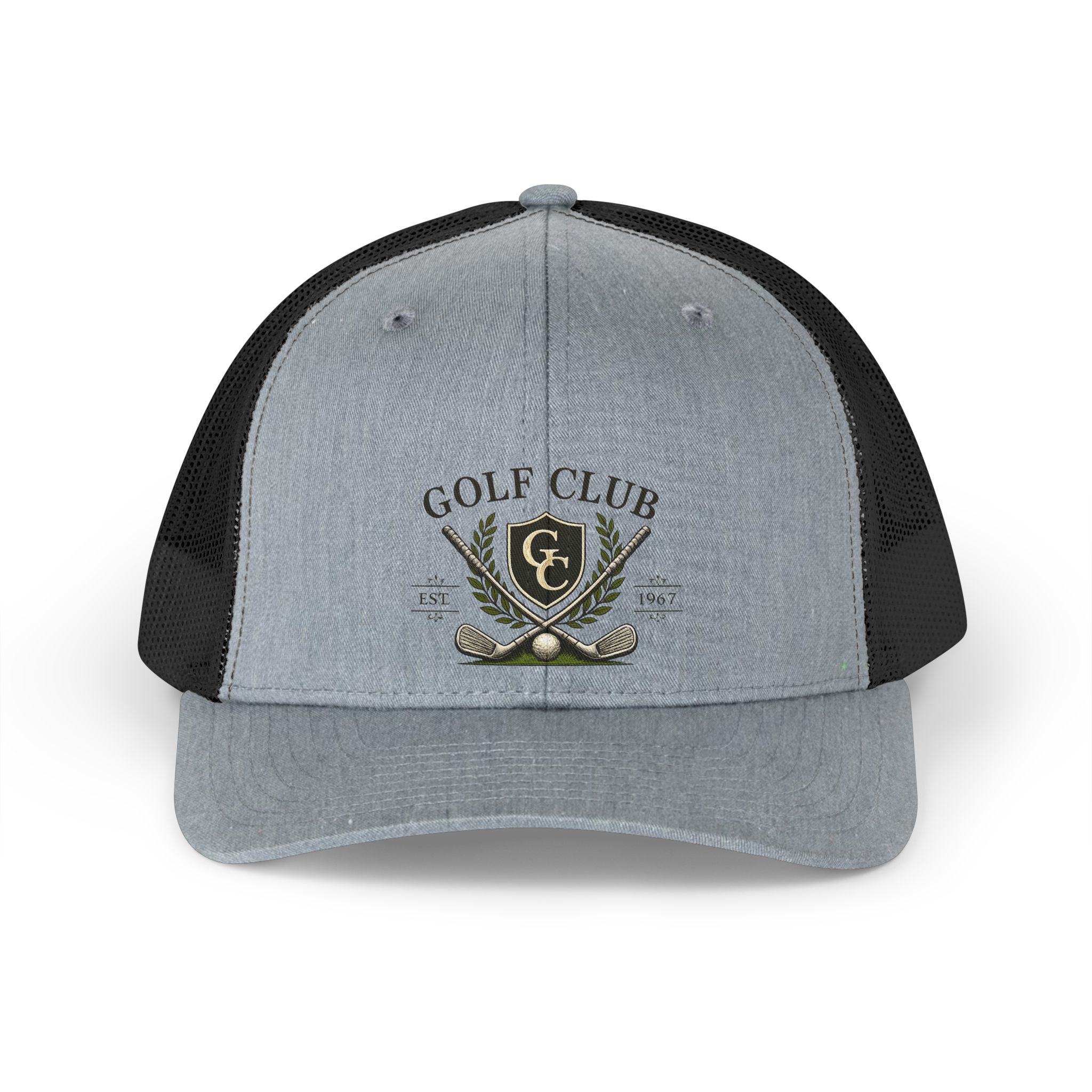 Golf Club Retro Trucker Hat – Vintage Crest Logo Cap for Golfers - Image 4