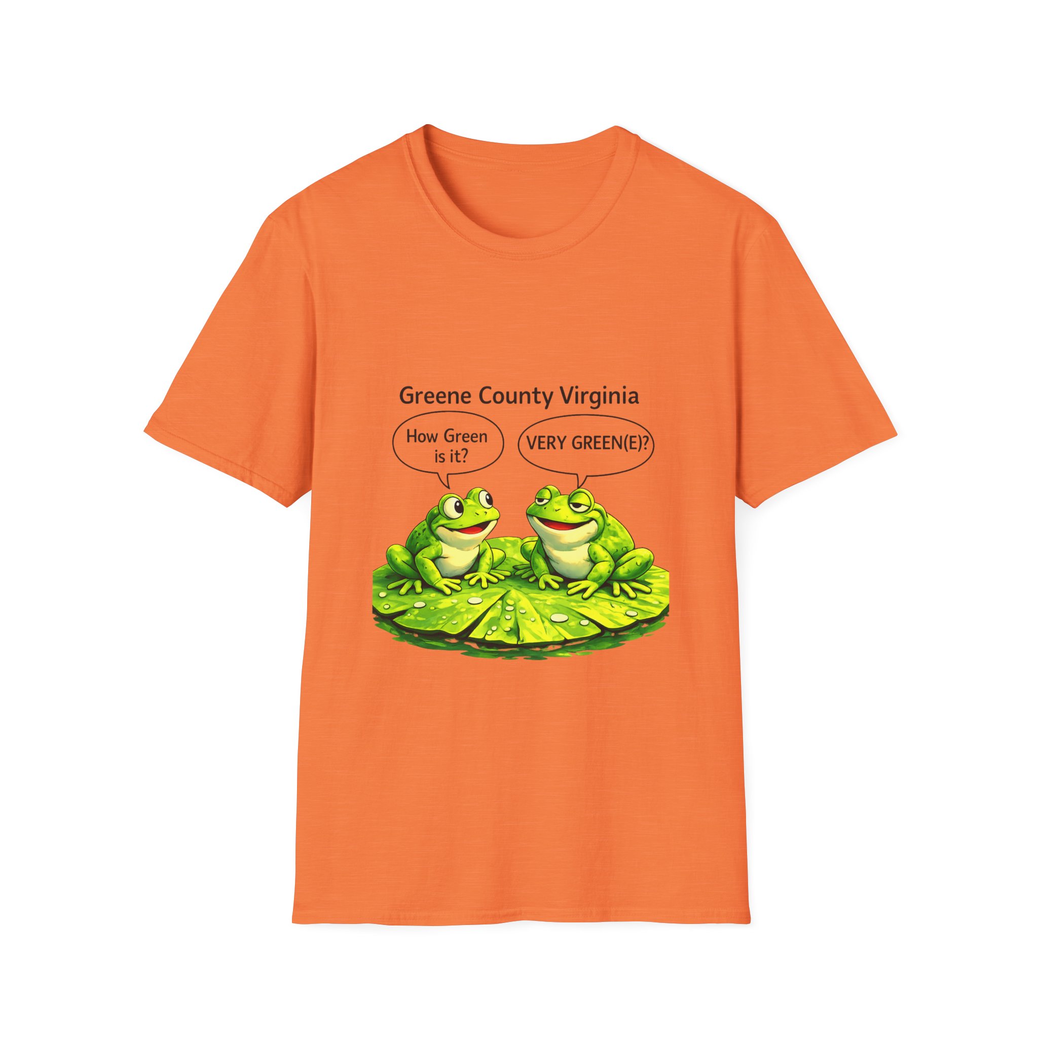 Greene County Virginia Frog T-Shirt – "How Green Is It? VERY GREENIE!" Cute Lily Pad Design - Image 4