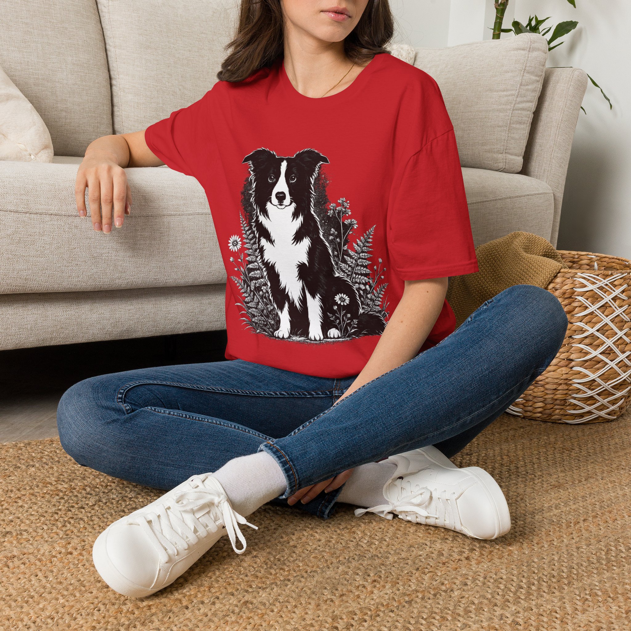 Border Collie Pocket Tee — Minimal Dog Silhouette T-Shirt - Image 38