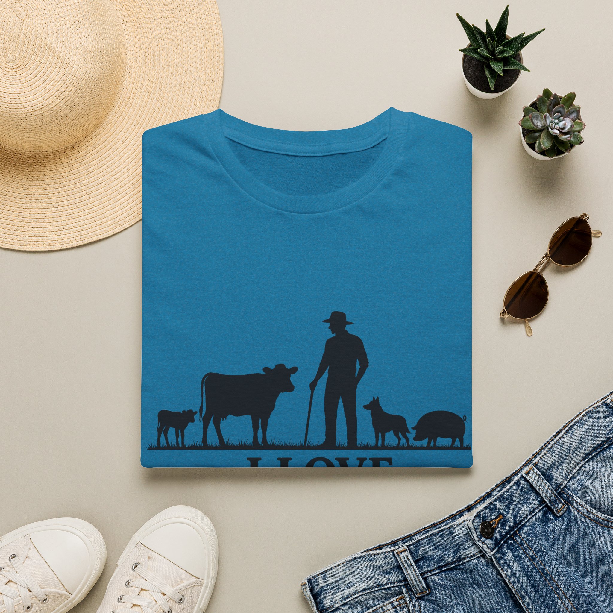Farmer Silhouette T‑Shirt — "I Love Farming" Country Farm Tee - Image 10