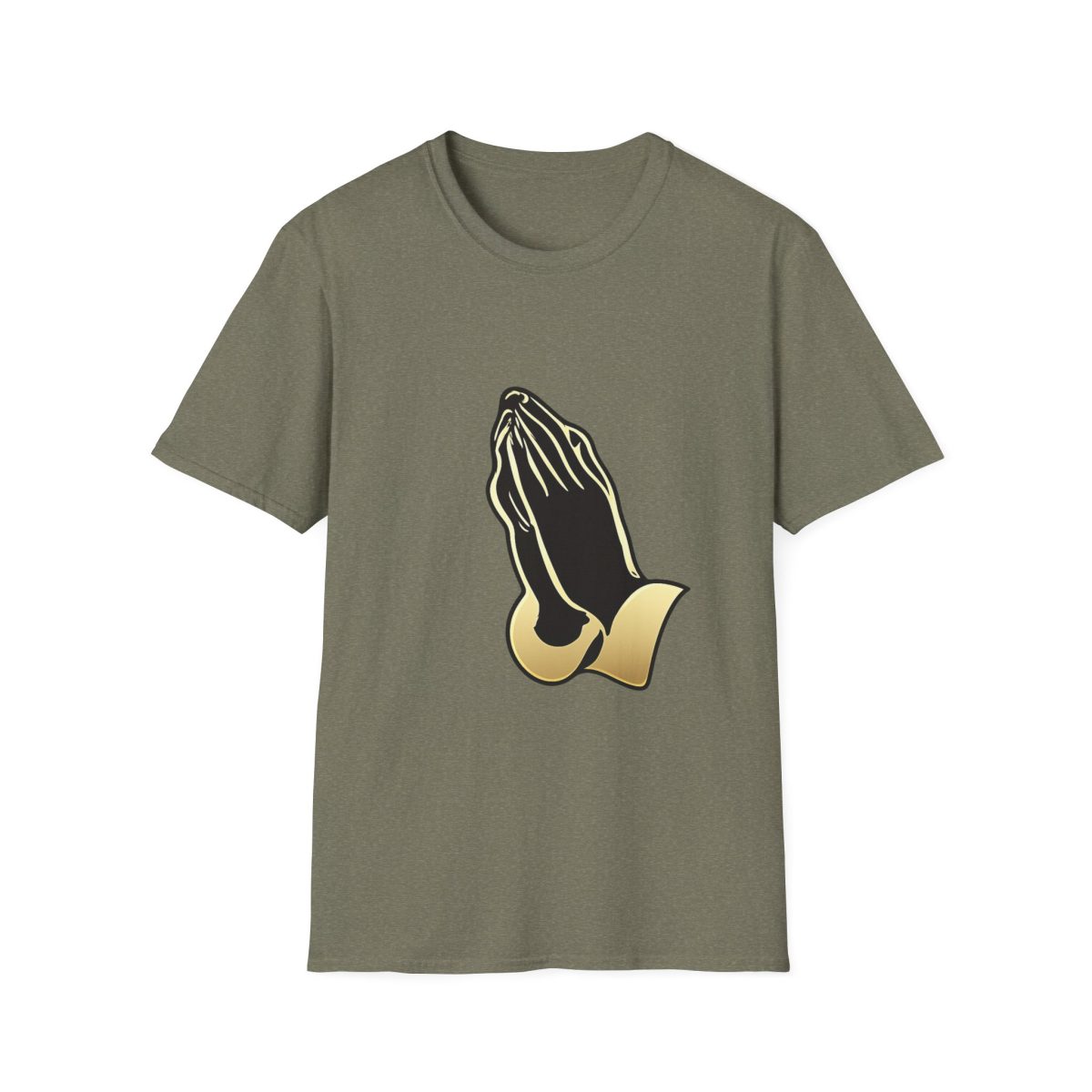 Prayer Hands Graphic T-Shirt — Gold & Black Praying Hands Spiritual Tee