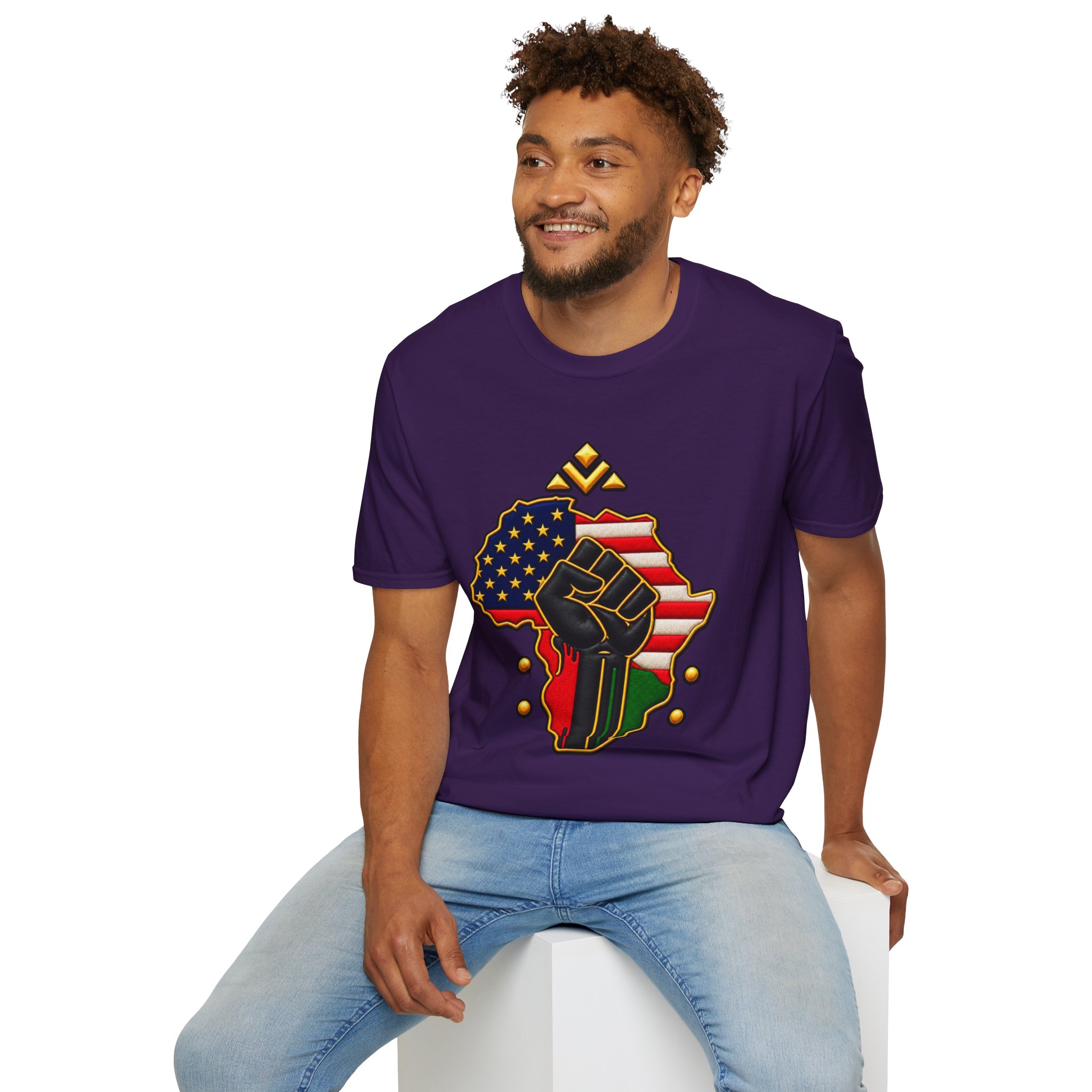Black Power Africa Pride T-Shirt — Afrocentric USA Flag Fist Graphic - Image 9