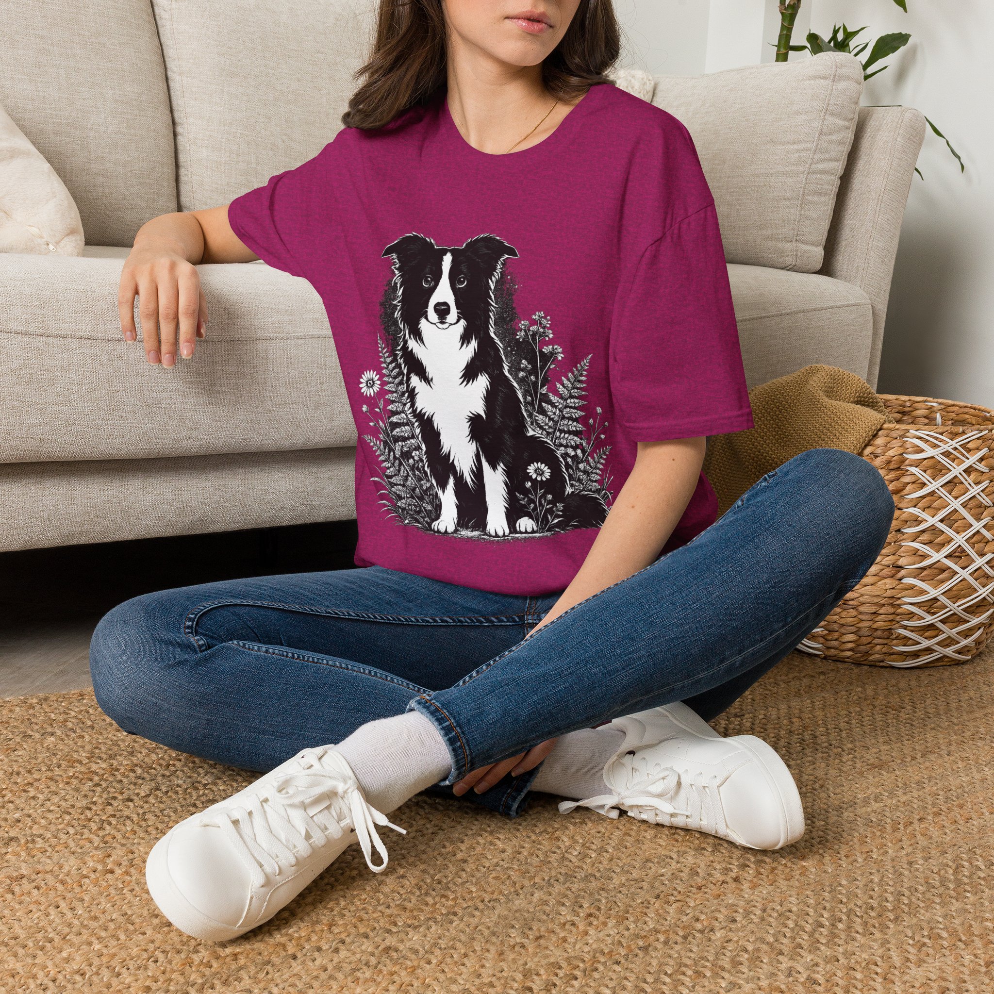 Border Collie Pocket Tee — Minimal Dog Silhouette T-Shirt - Image 10