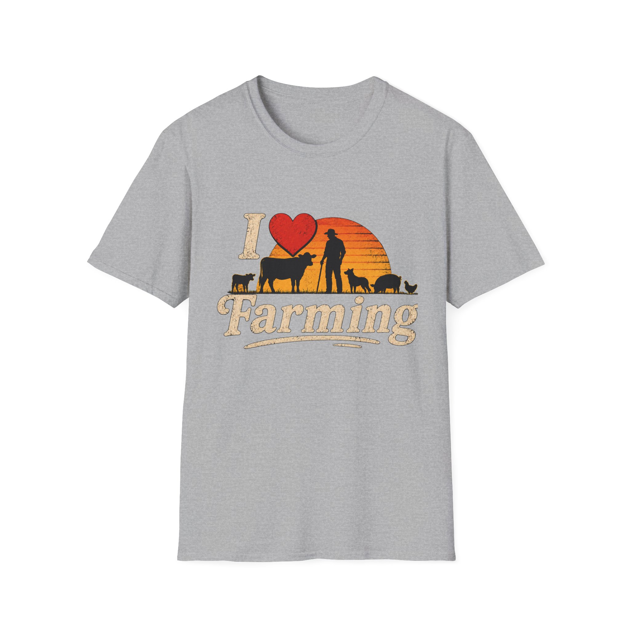 I Love Farming T-Shirt - Retro Sunset Farm Life Tee - Image 2