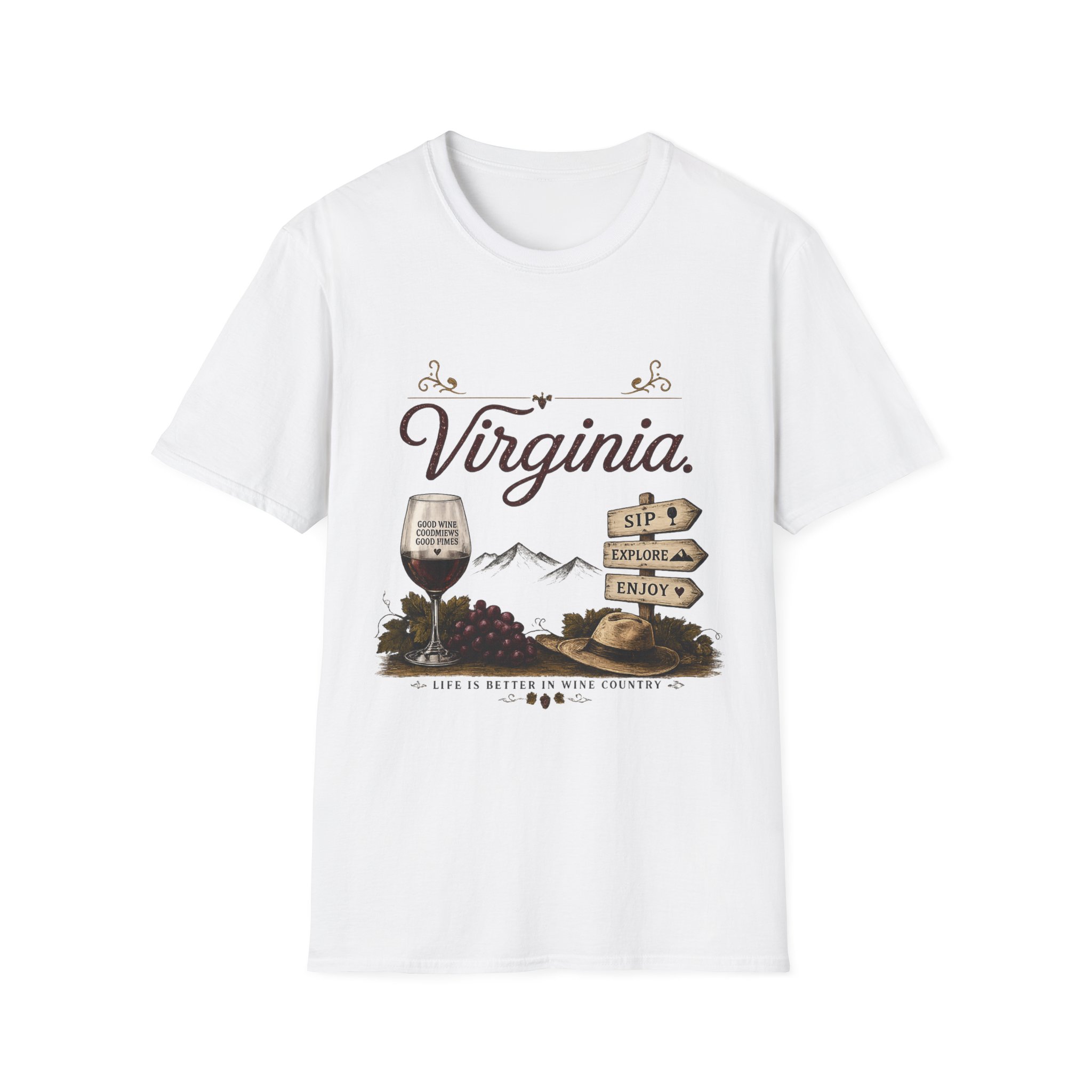 Virginia State Vintage T‑Shirt — Scenic Mountains & Wine Lover Tee - Image 3