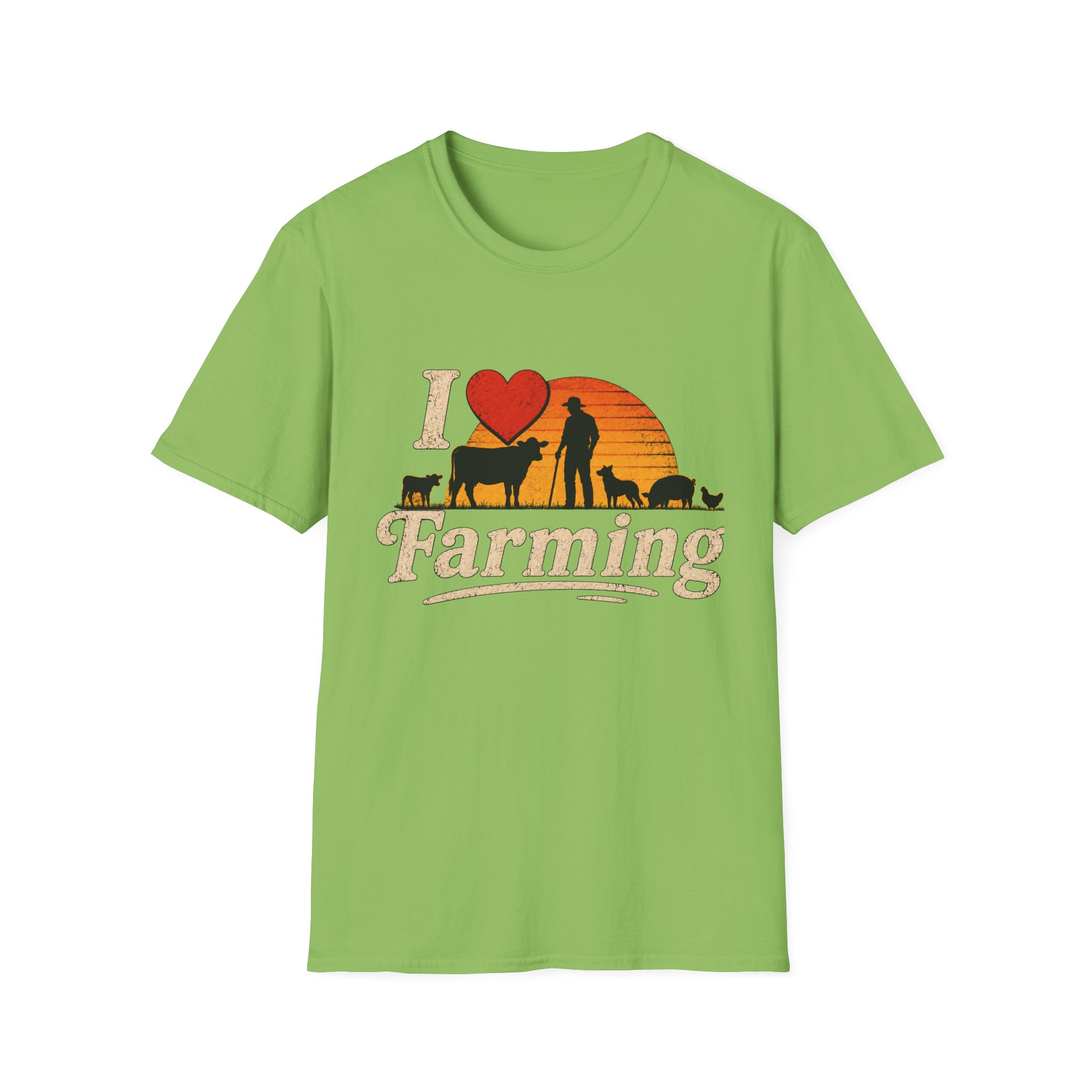 I Love Farming T-Shirt - Retro Sunset Farm Life Tee - Image 5