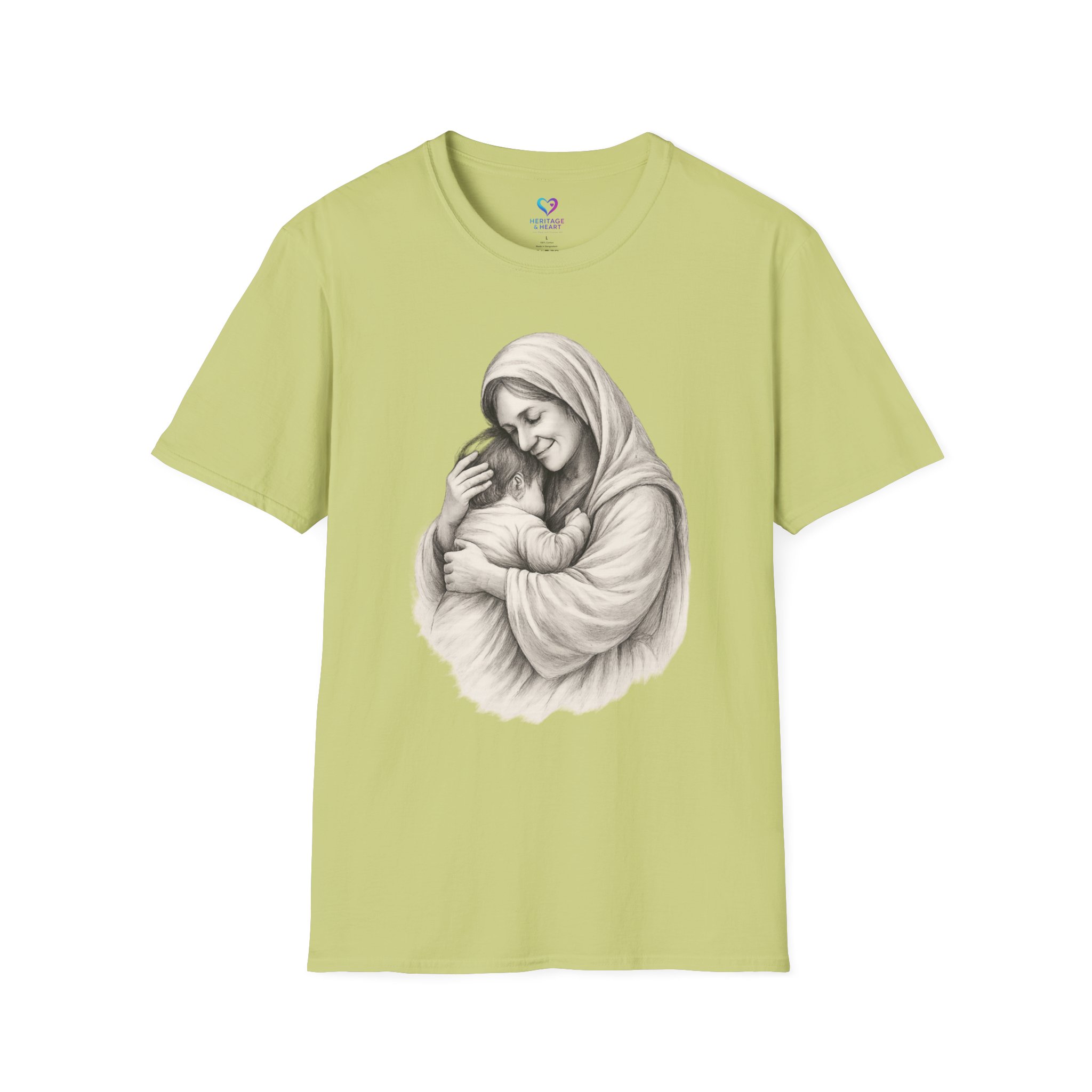 T-Shirt — Madonna and Child Illustration Religious Tee (Mary Embracing Baby Jesus) - Image 4