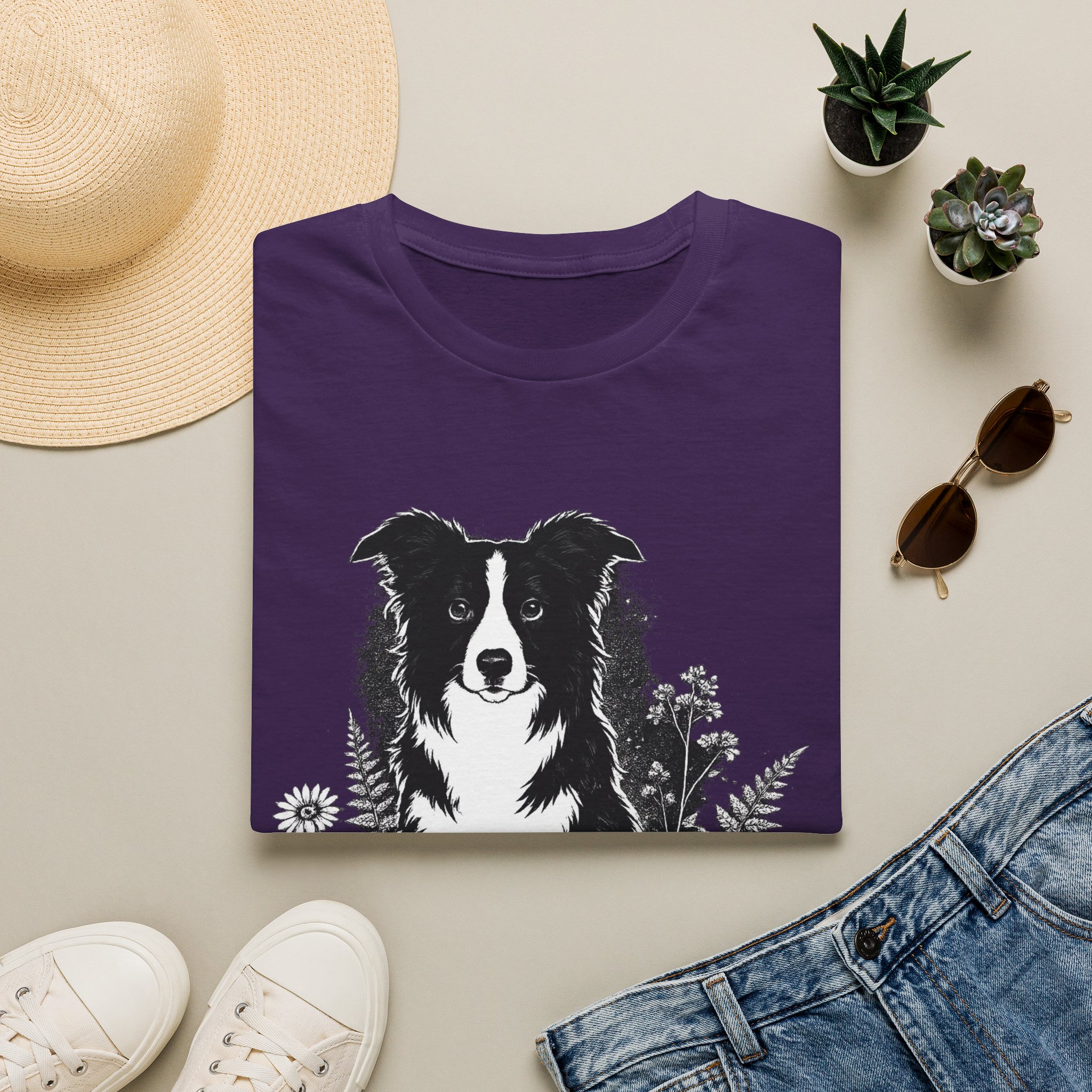 Border Collie Pocket Tee — Minimal Dog Silhouette T-Shirt - Image 29