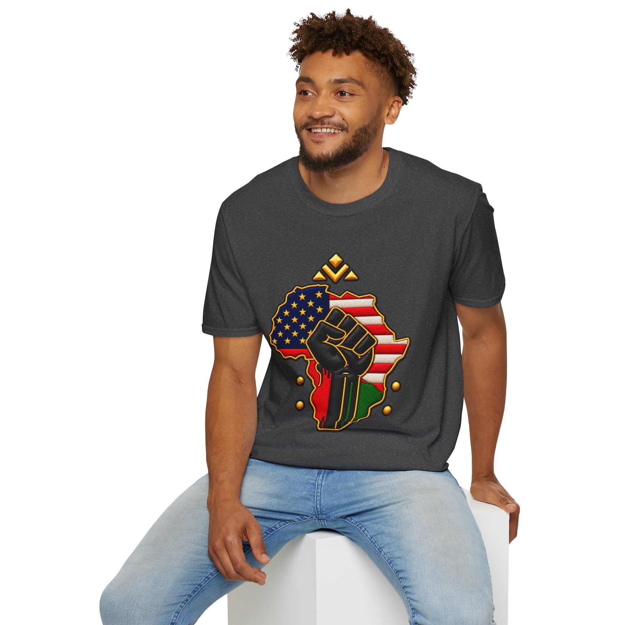 Black Power Africa Pride T-Shirt — Afrocentric USA Flag Fist Graphic - Image 7