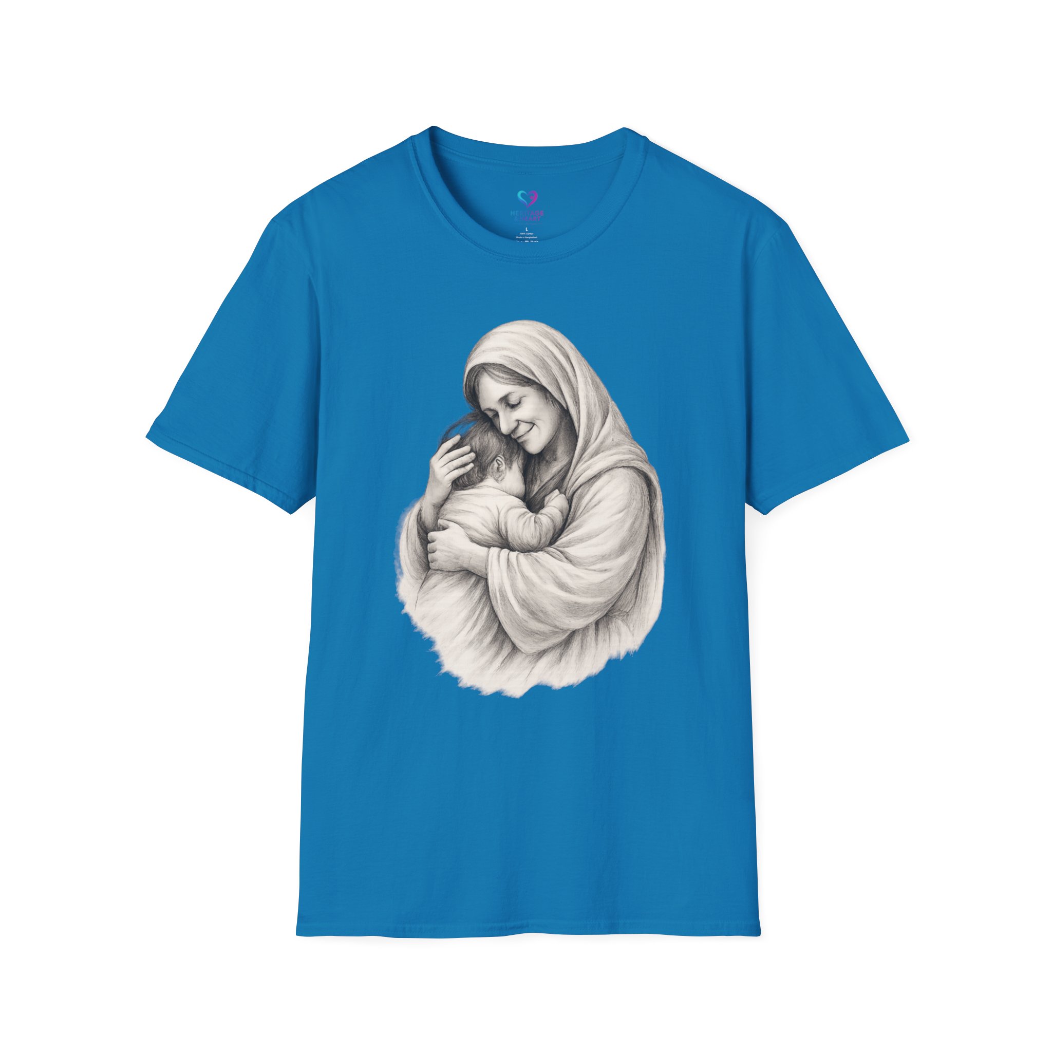 T-Shirt — Madonna and Child Illustration Religious Tee (Mary Embracing Baby Jesus) - Image 6