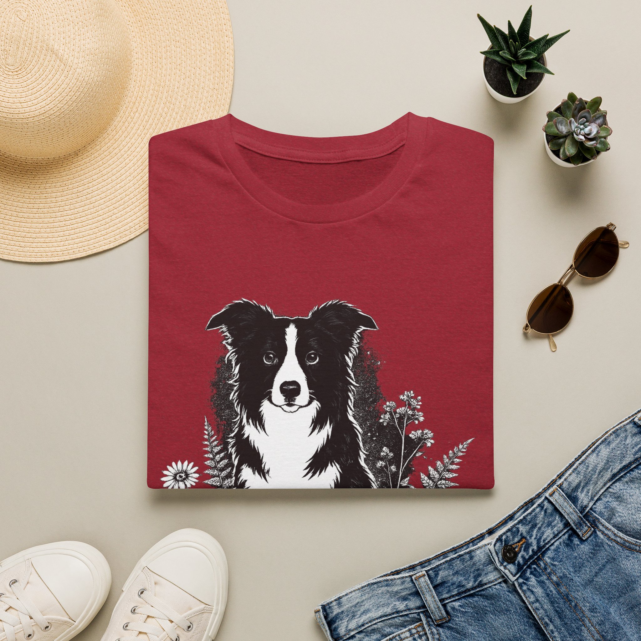 Border Collie Pocket Tee — Minimal Dog Silhouette T-Shirt - Image 41