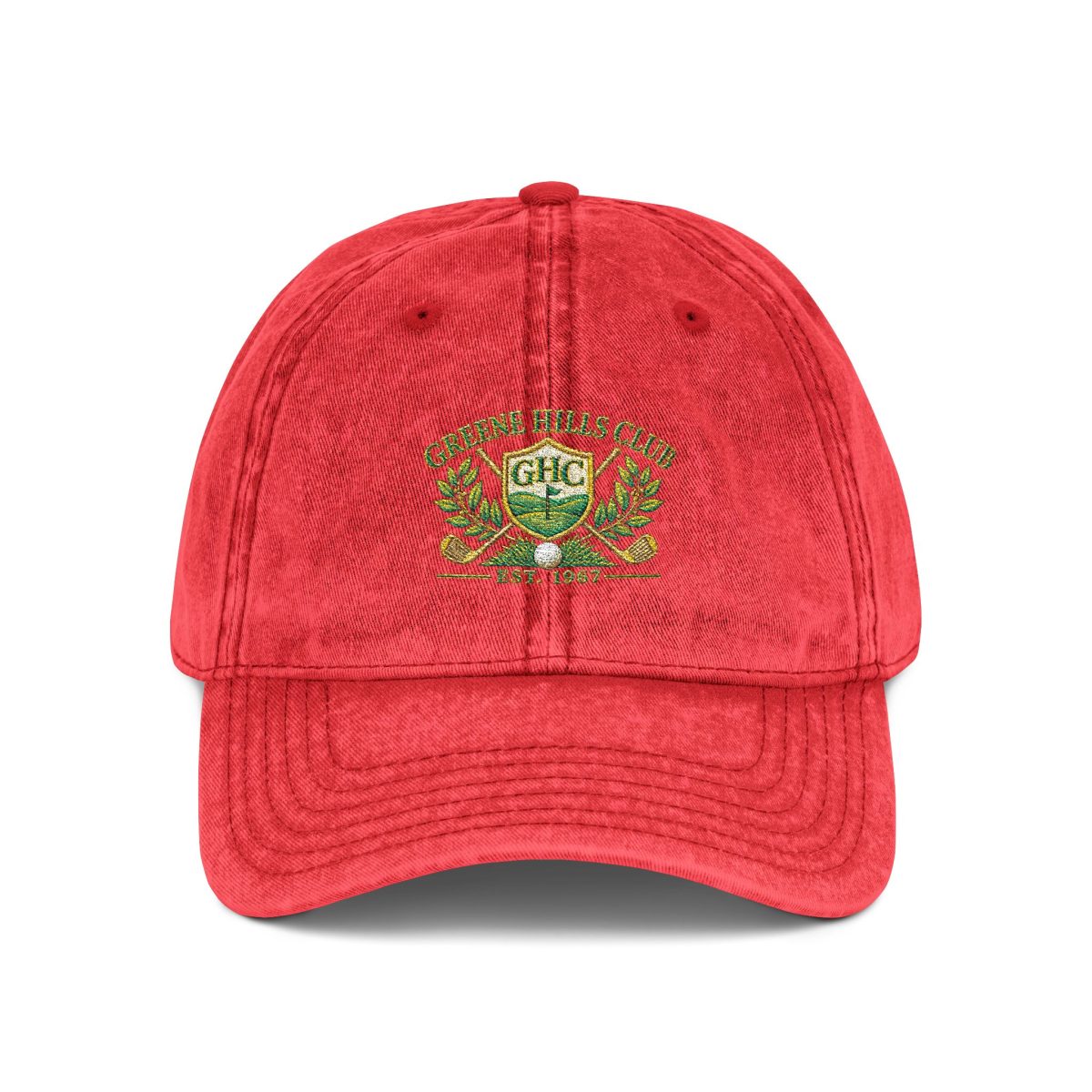 Vintage Embroidered Crest Cap - Retro Washed Baseball Hat
