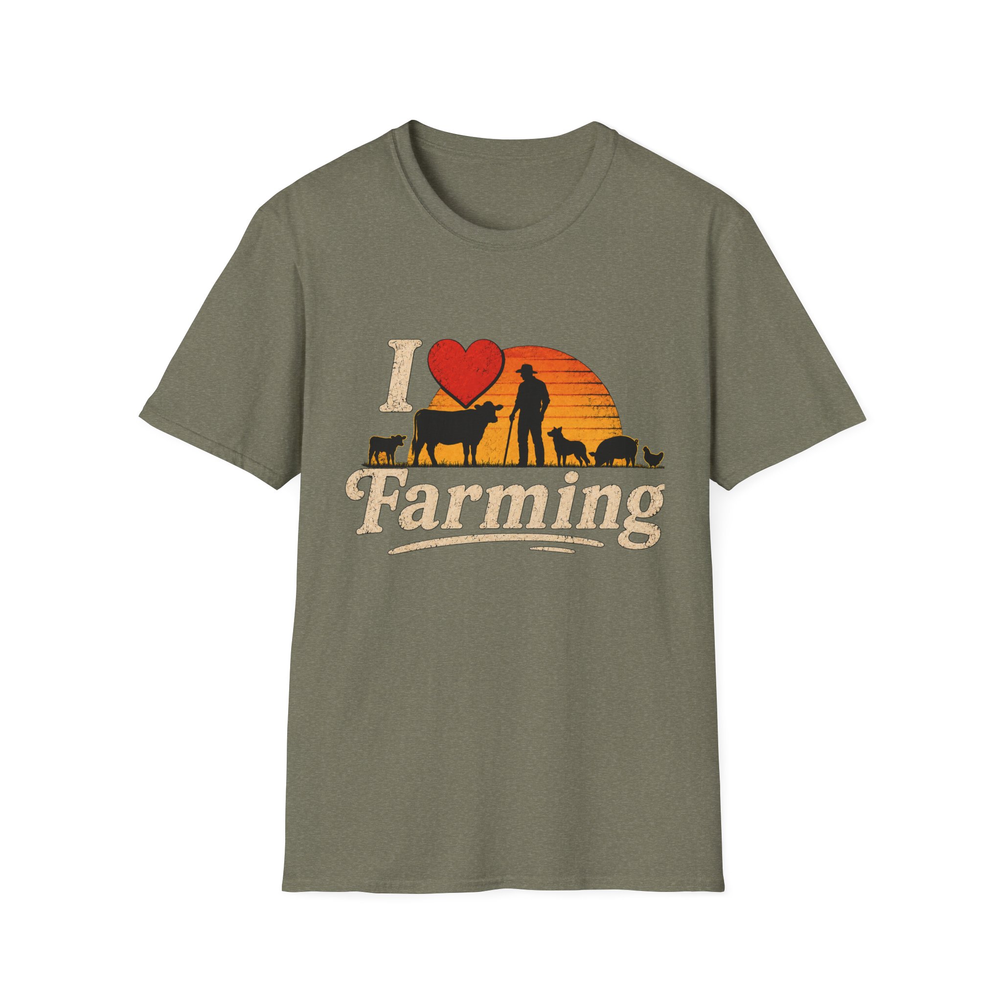 I Love Farming T-Shirt - Retro Sunset Farm Life Tee - Image 4