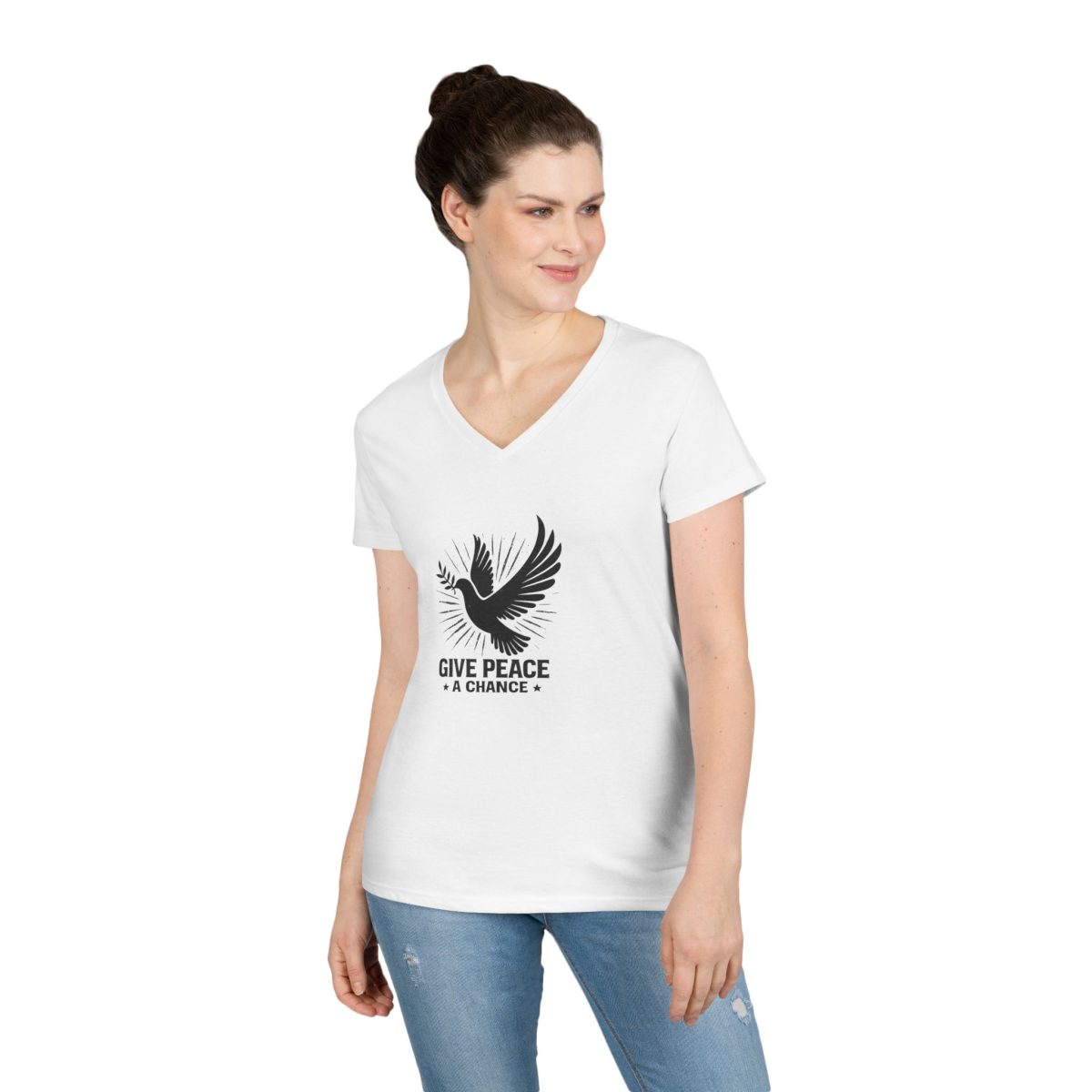 Give Peace a Chance V-Neck T-Shirt — Dove Peace Graphic Tee