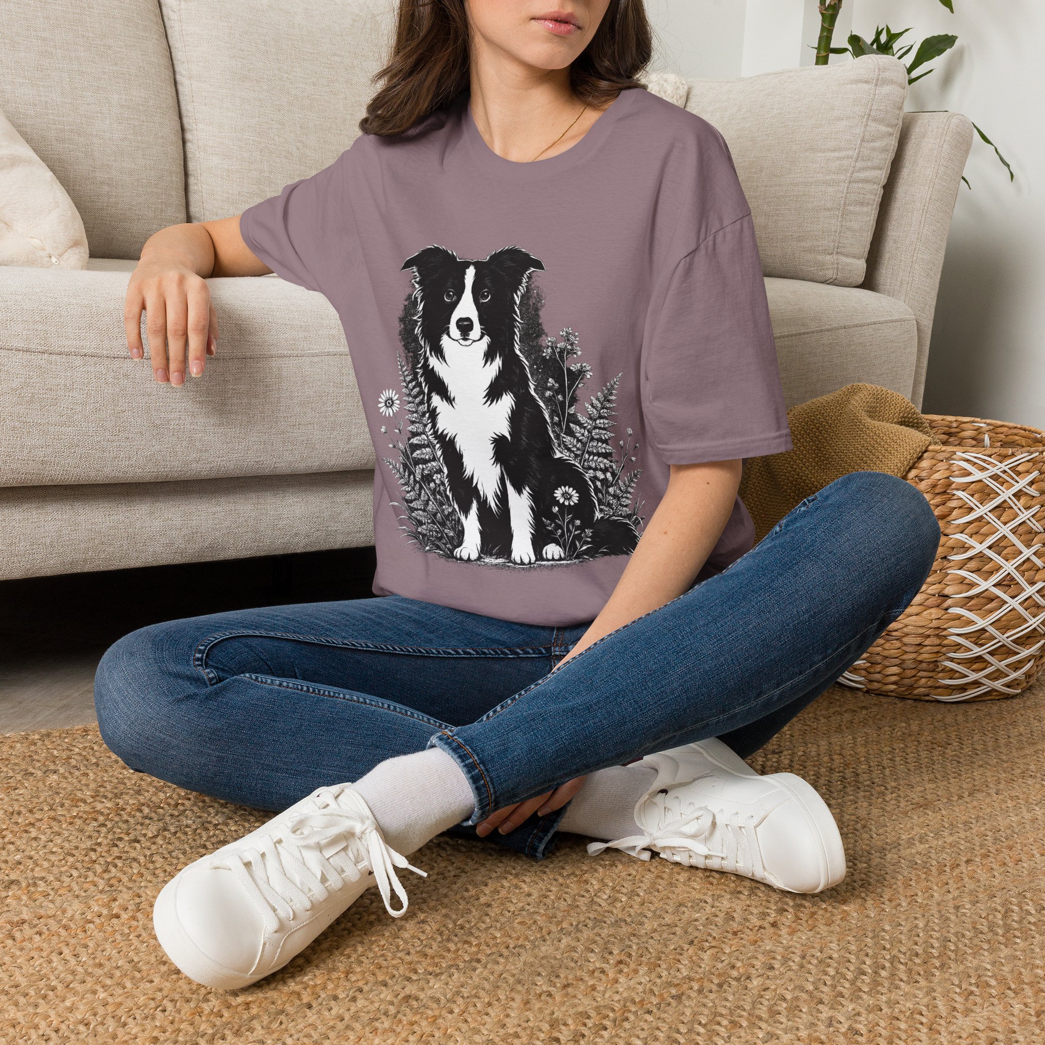 Border Collie Pocket Tee — Minimal Dog Silhouette T-Shirt - Image 34