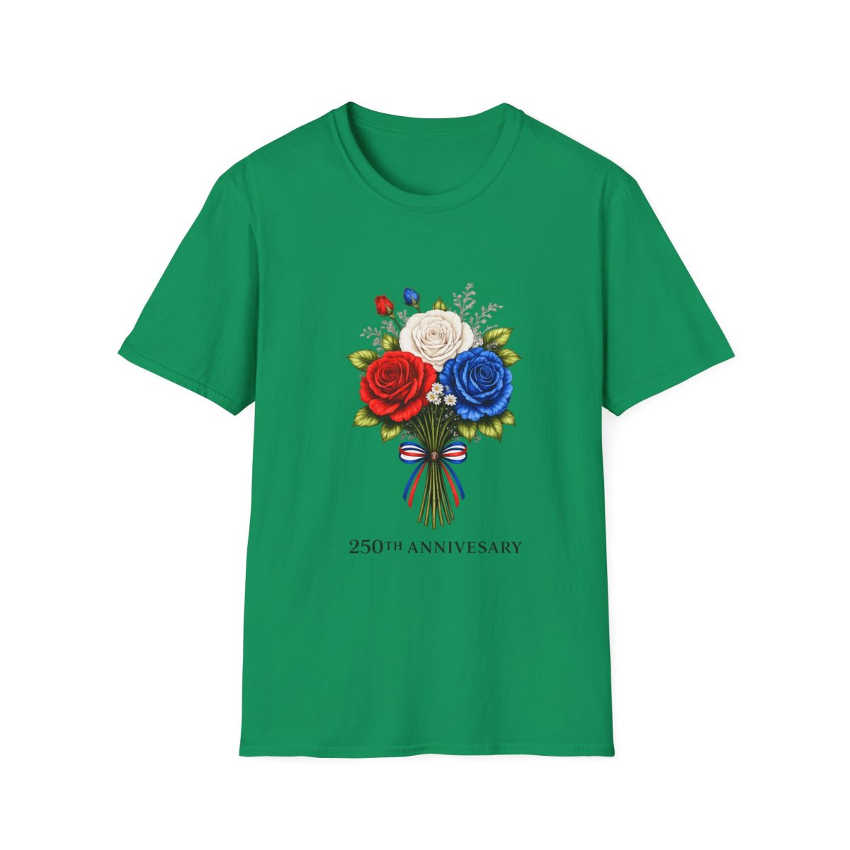 250th Anniversary Floral T-Shirt — Red, White & Blue Bouquet Tee