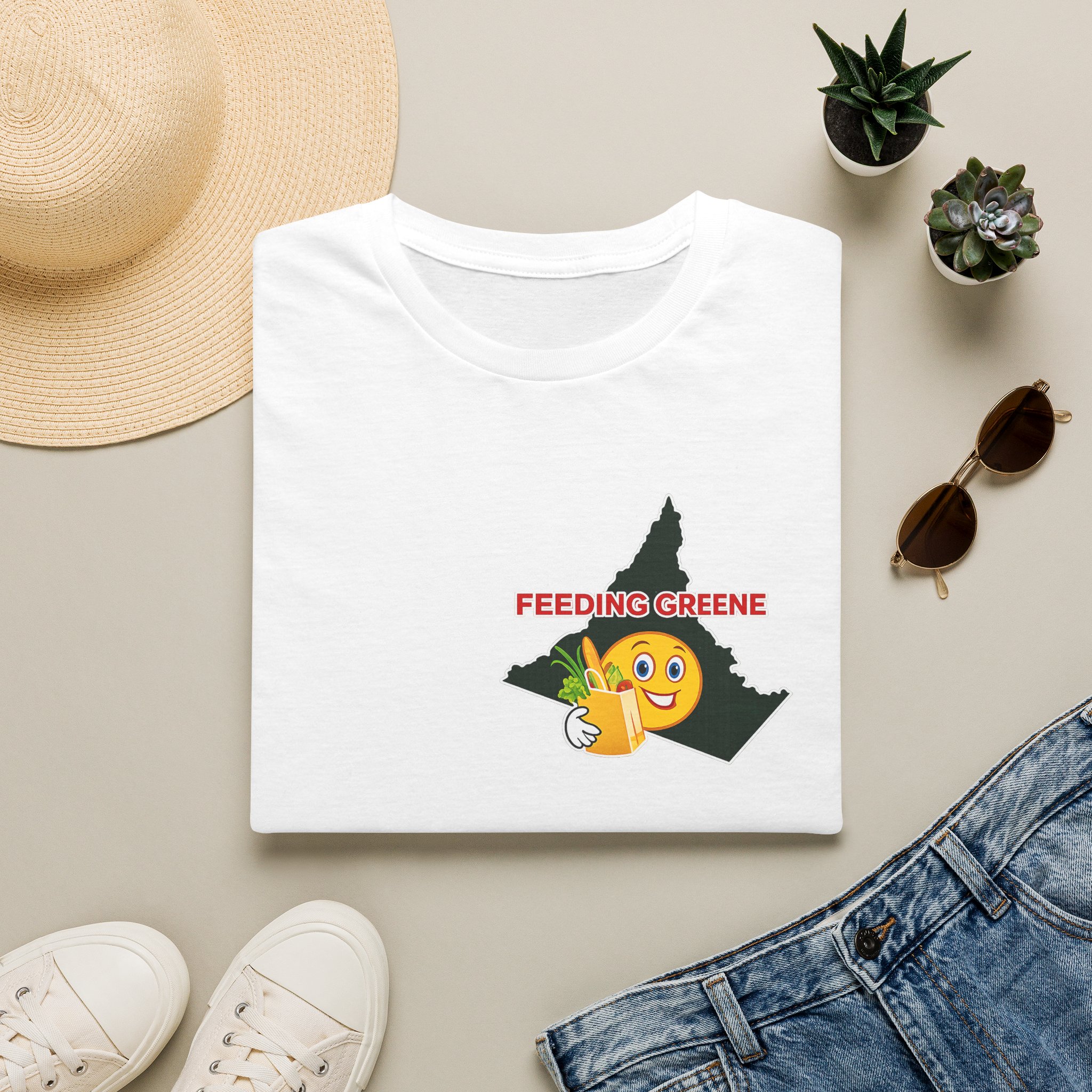 Feeding Greene State Outline T-Shirt — Funny Emoji “Feeding Greene” Local Pride Tee