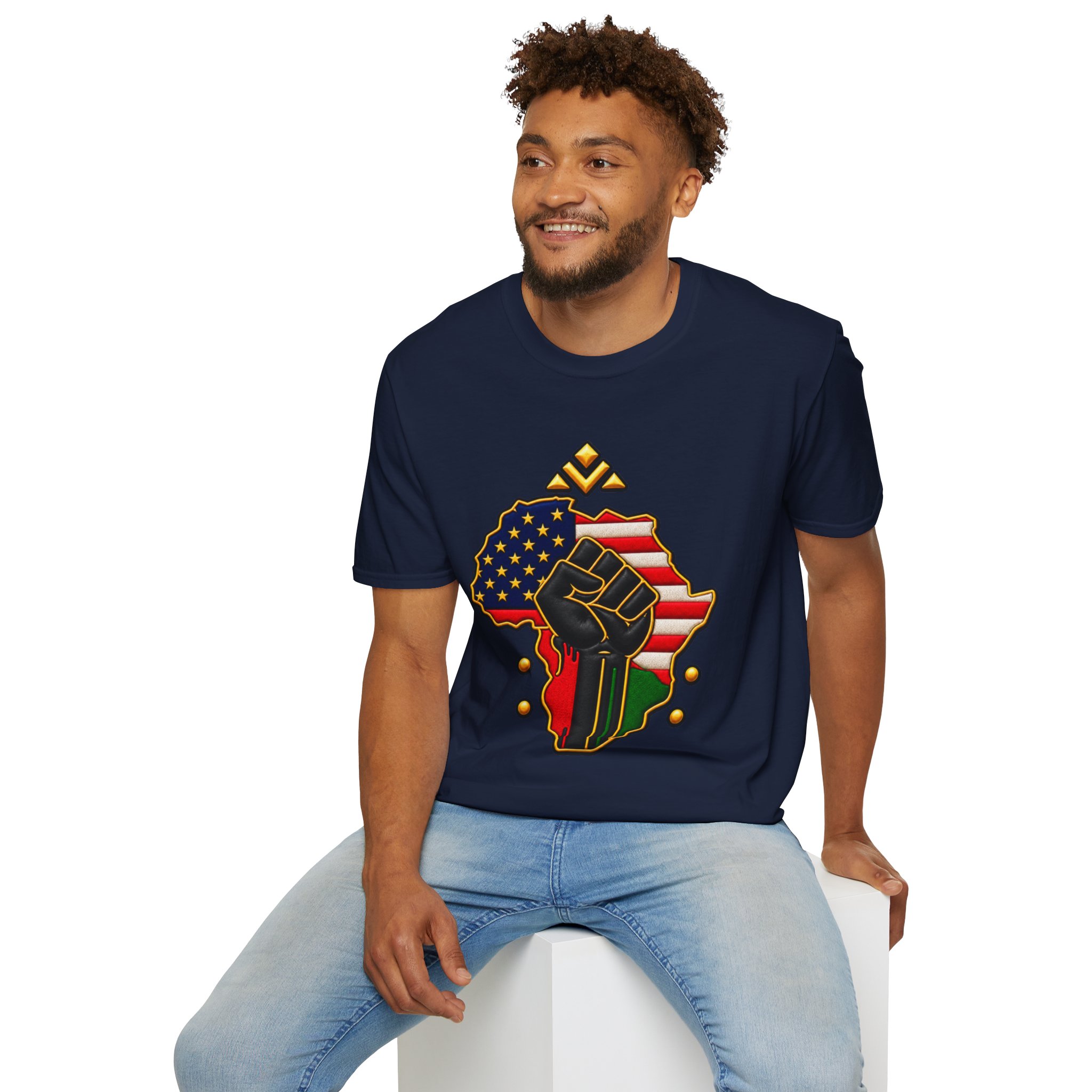 Black Power Africa Pride T-Shirt — Afrocentric USA Flag Fist Graphic - Image 8
