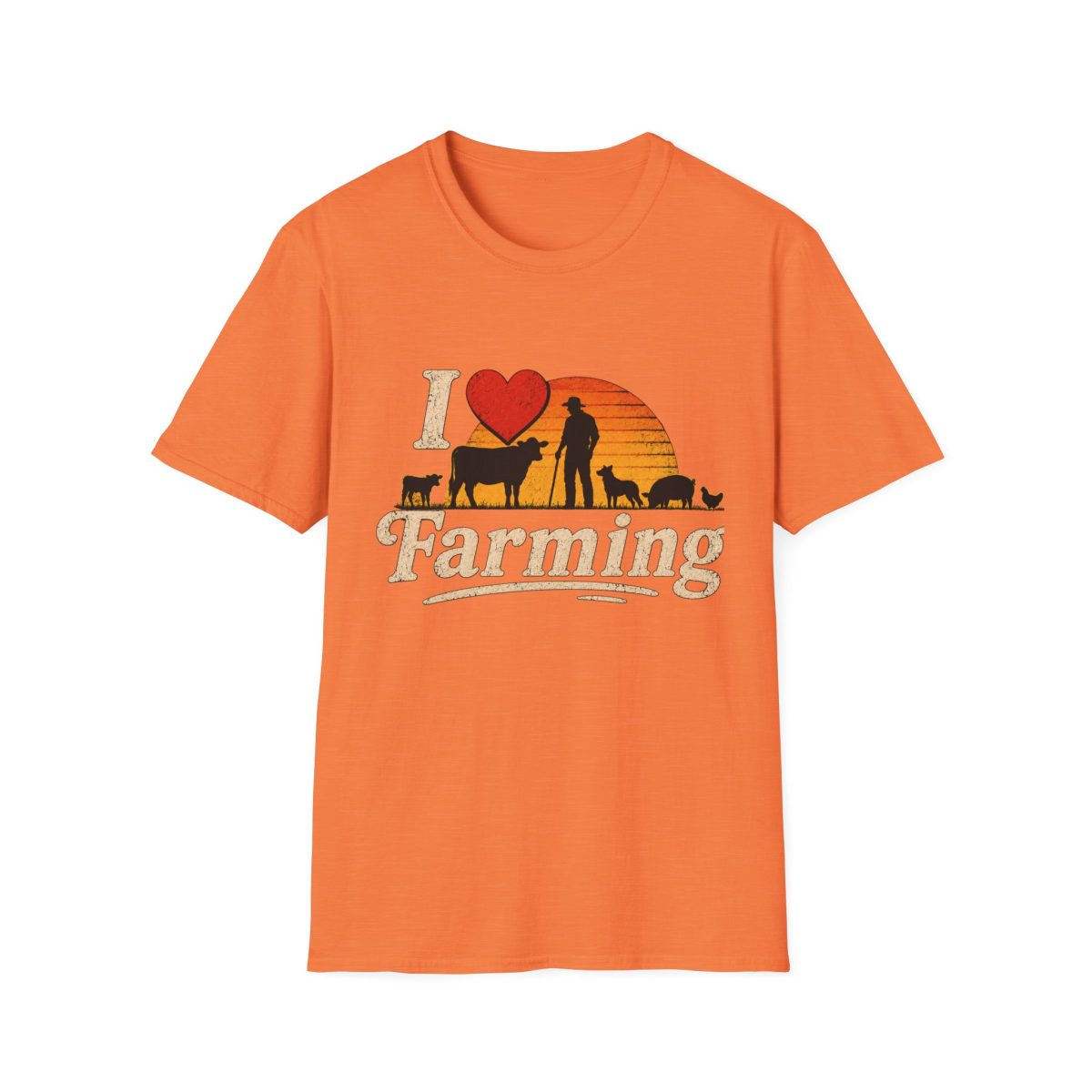 I Love Farming T-Shirt - Retro Sunset Farm Life Tee