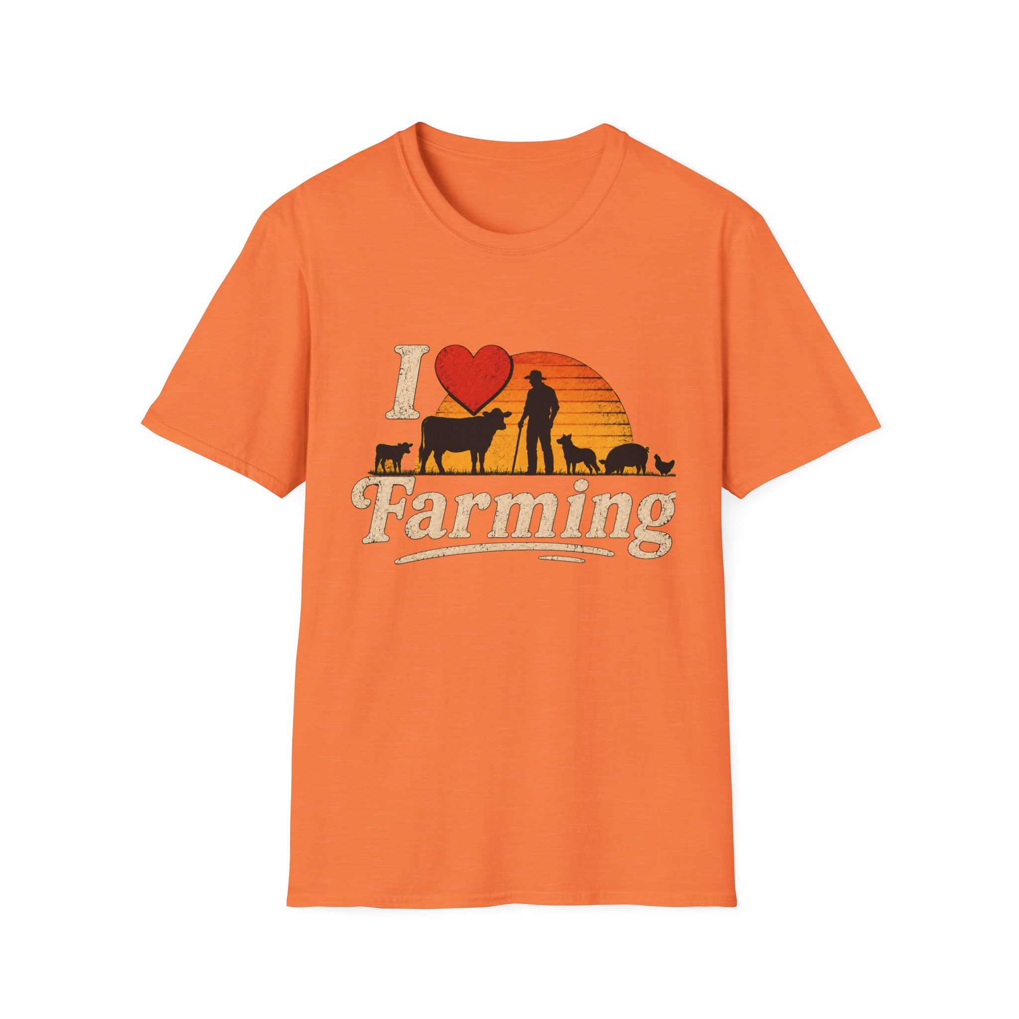 I Love Farming T-Shirt - Retro Sunset Farm Life Tee