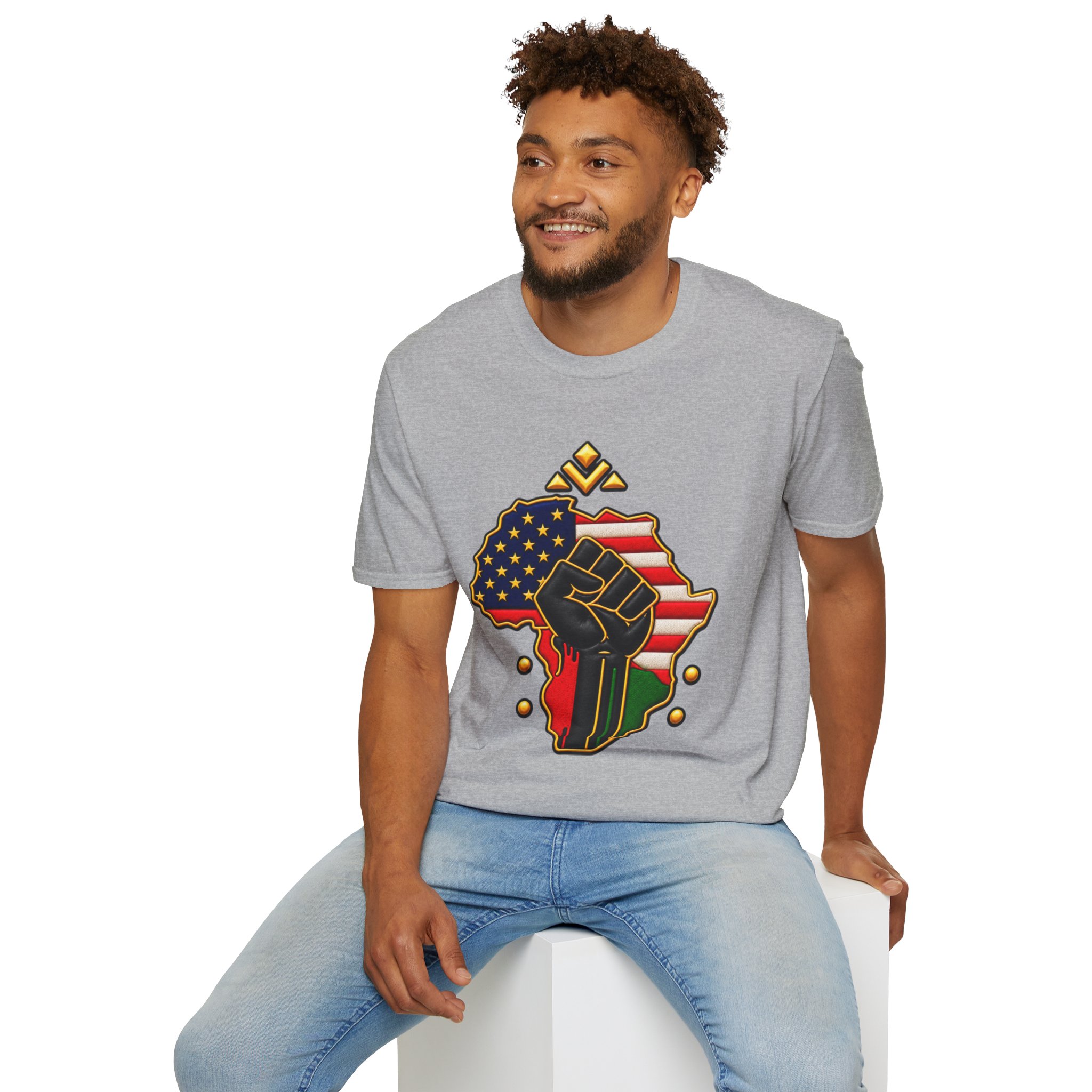 Black Power Africa Pride T-Shirt — Afrocentric USA Flag Fist Graphic - Image 5