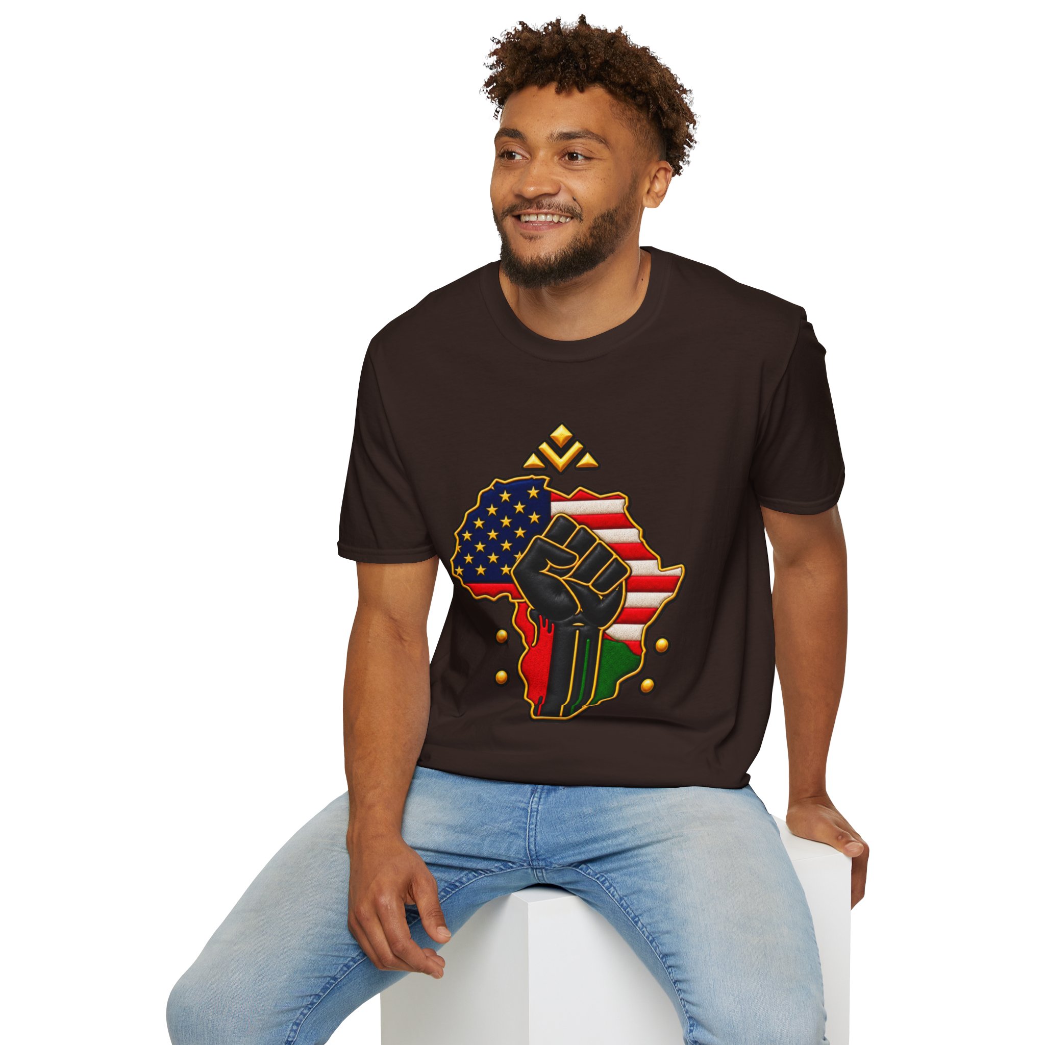 Black Power Africa Pride T-Shirt — Afrocentric USA Flag Fist Graphic - Image 6