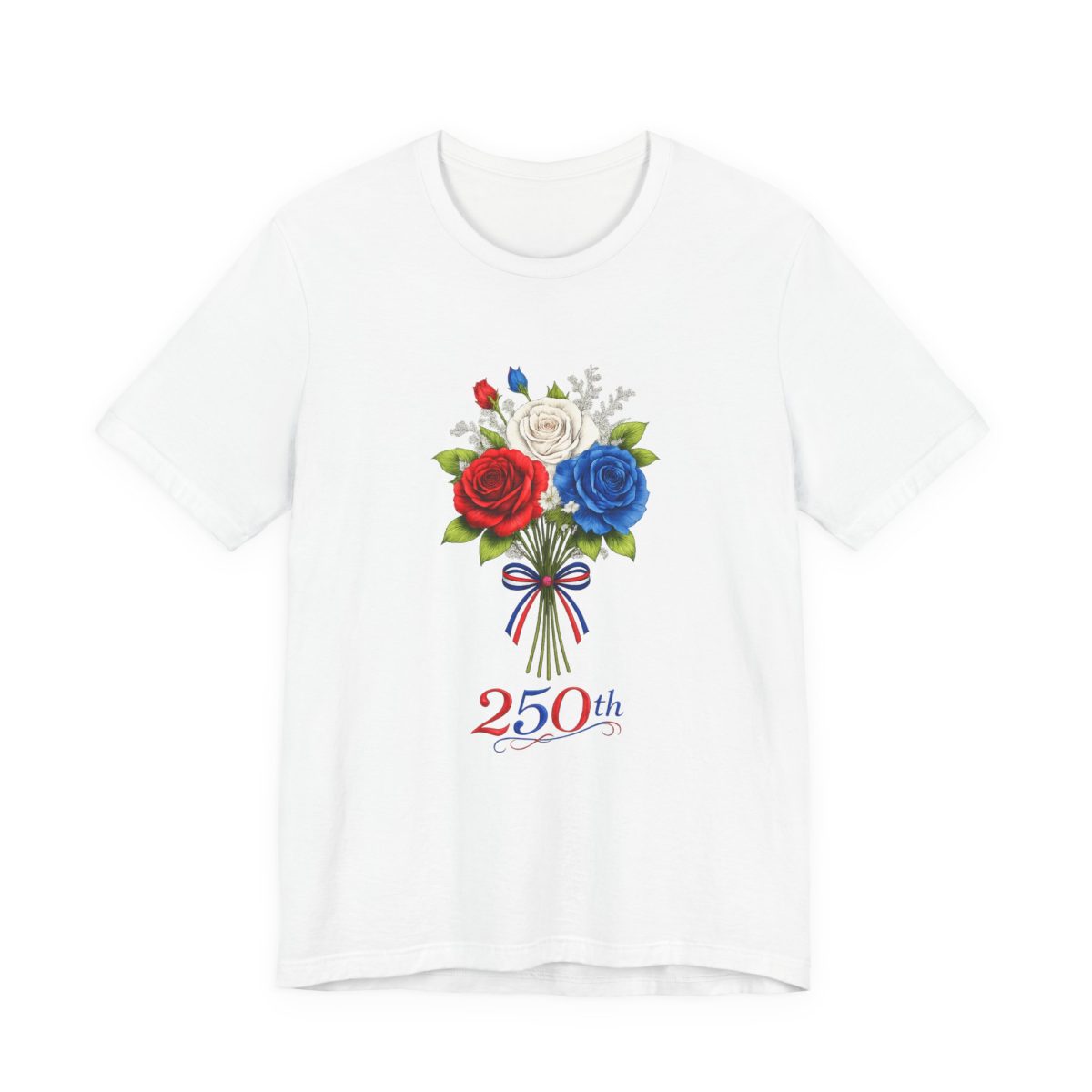 250th Anniversary Floral Tee — Red, White & Blue Bouquet T-Shirt