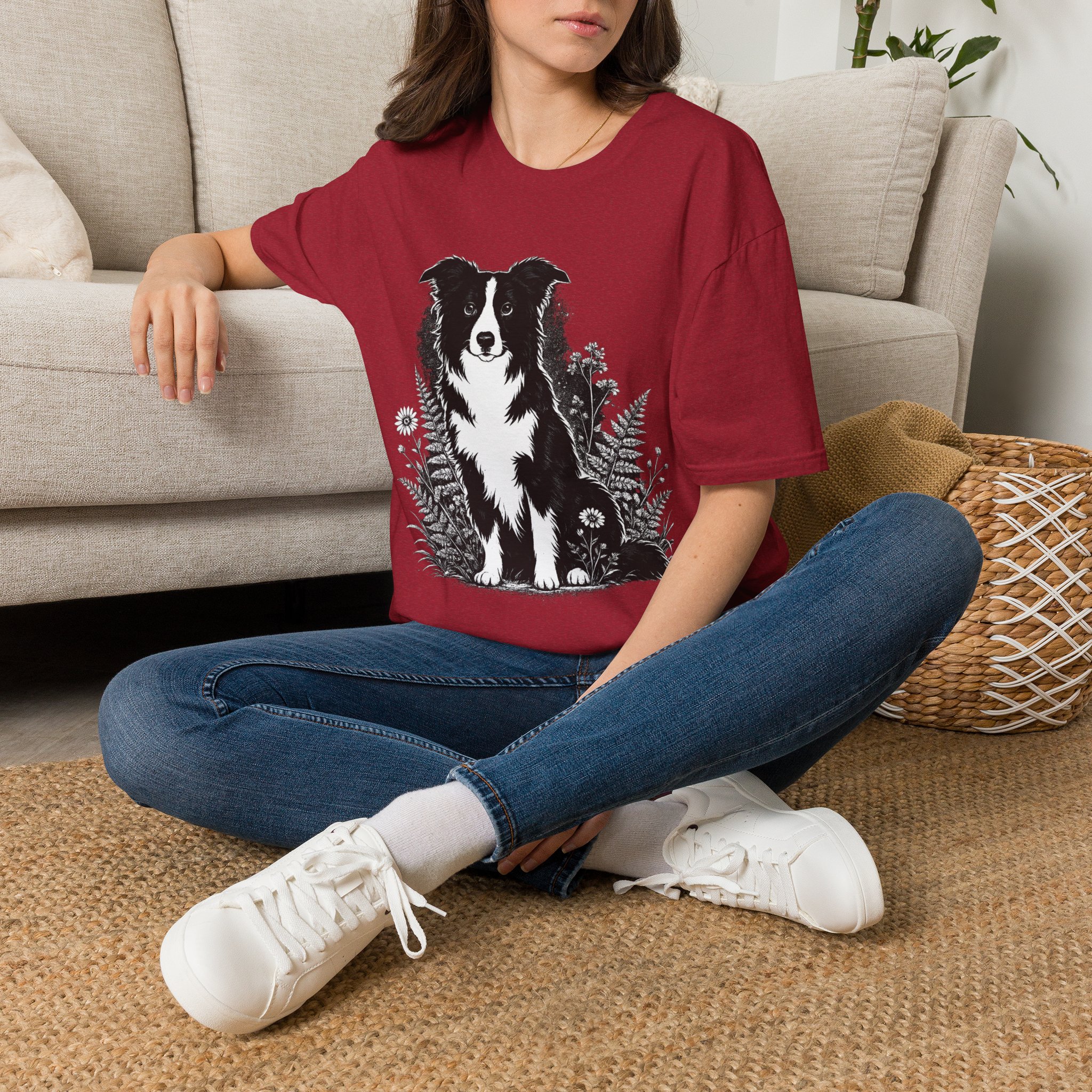 Border Collie Pocket Tee — Minimal Dog Silhouette T-Shirt - Image 42