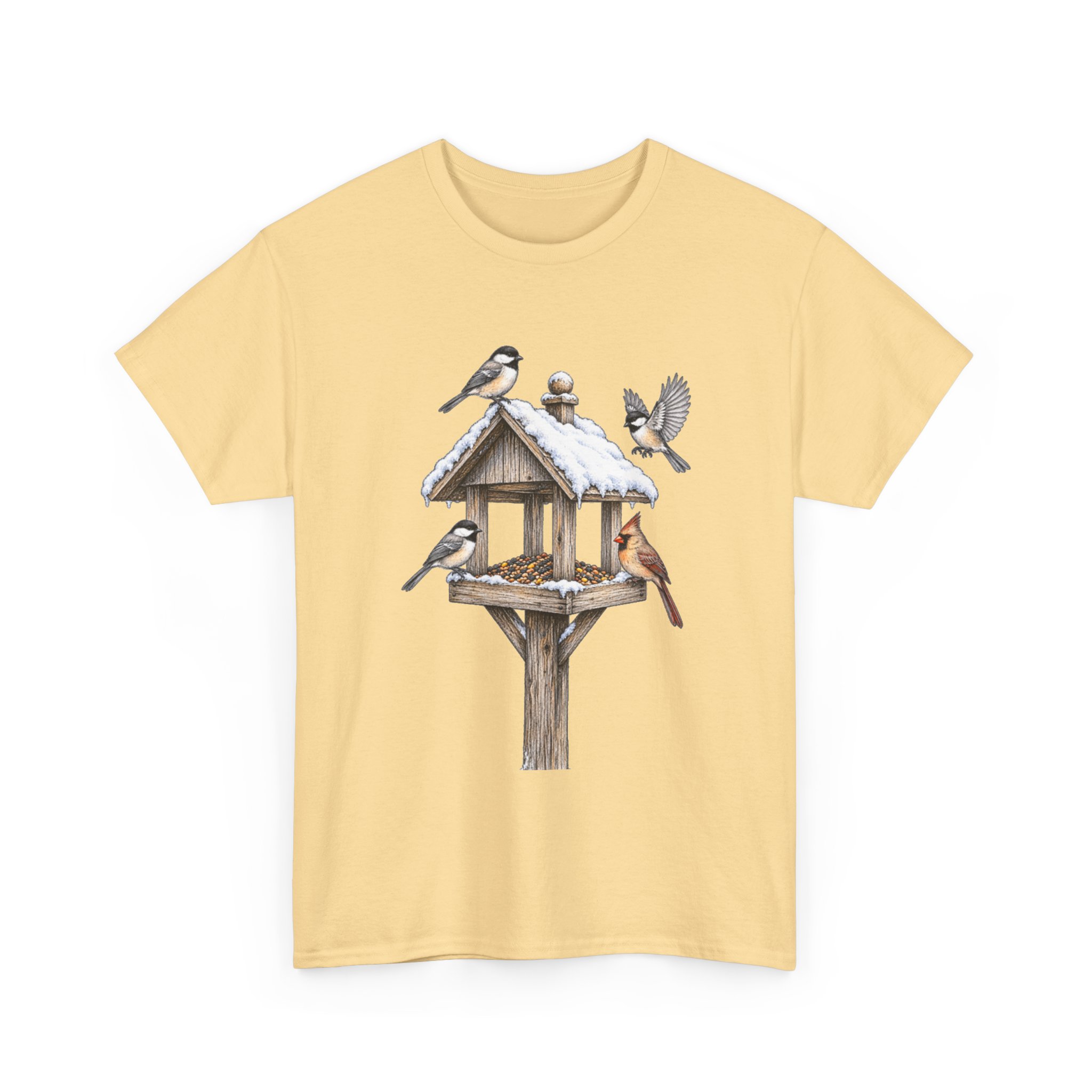 Bird Feeder Tee — Winter Songbirds Graphic T-Shirt - Image 5