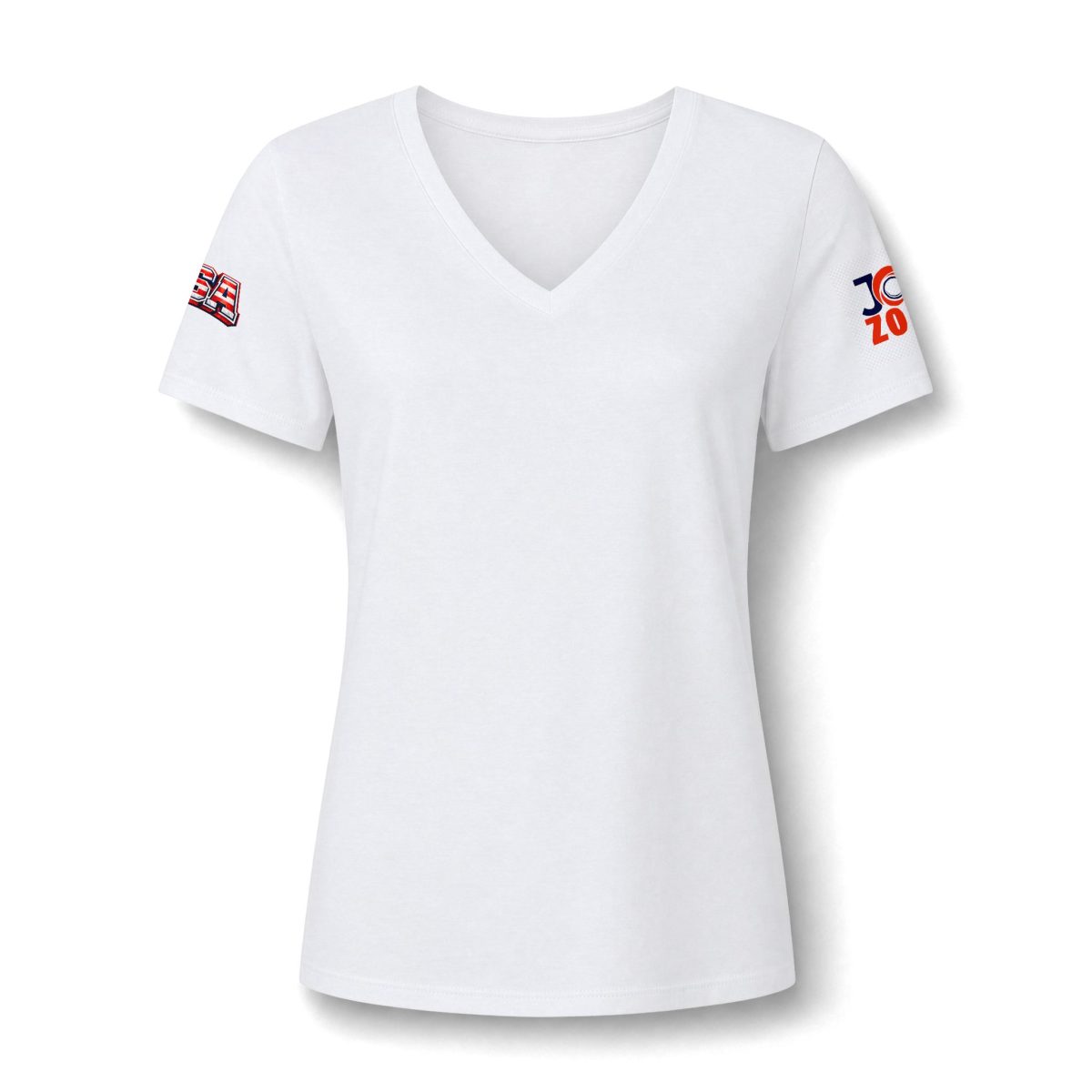 Women's V-Neck Tee — Patriotic Sleeve Graphic (Love America)