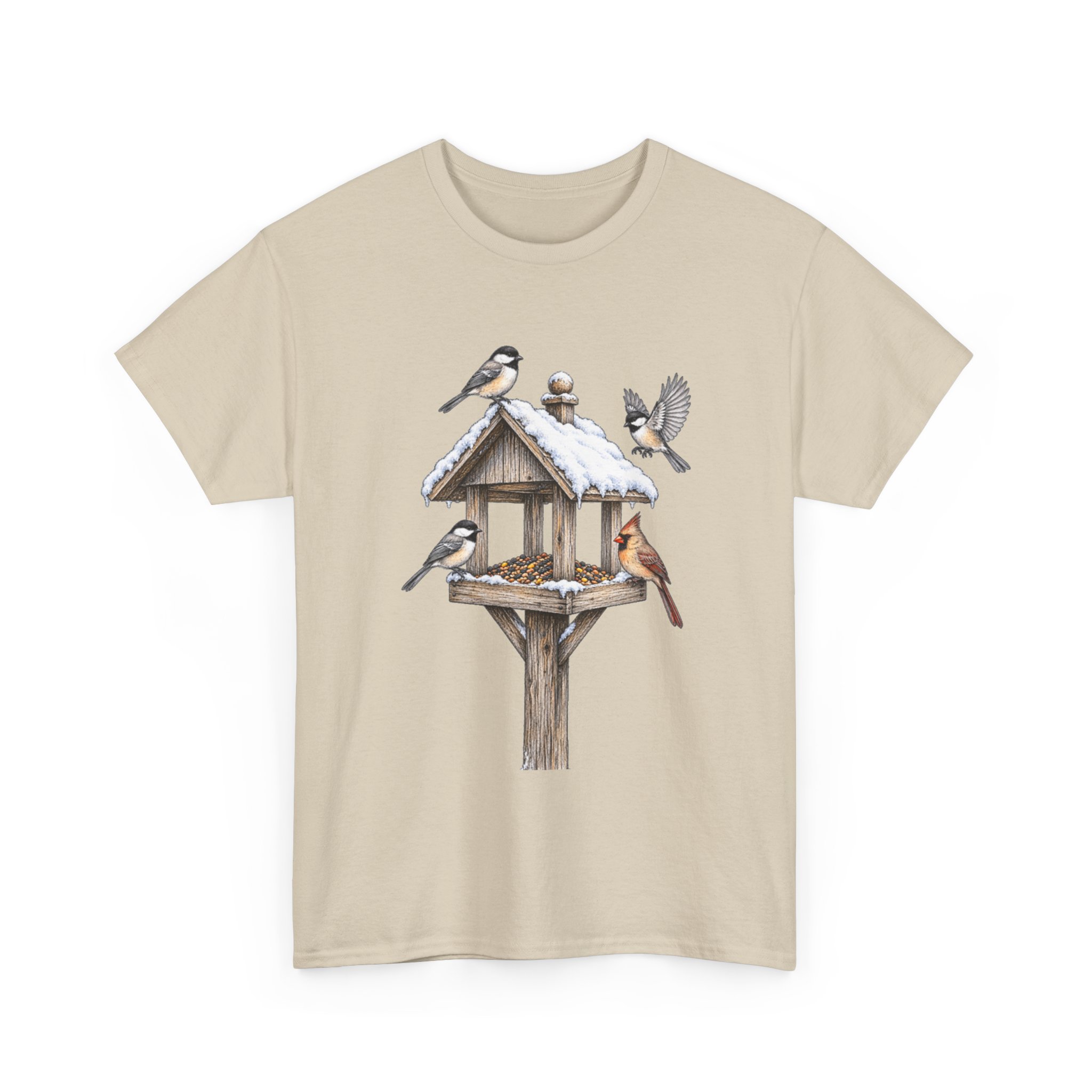 Bird Feeder Tee — Winter Songbirds Graphic T-Shirt - Image 4