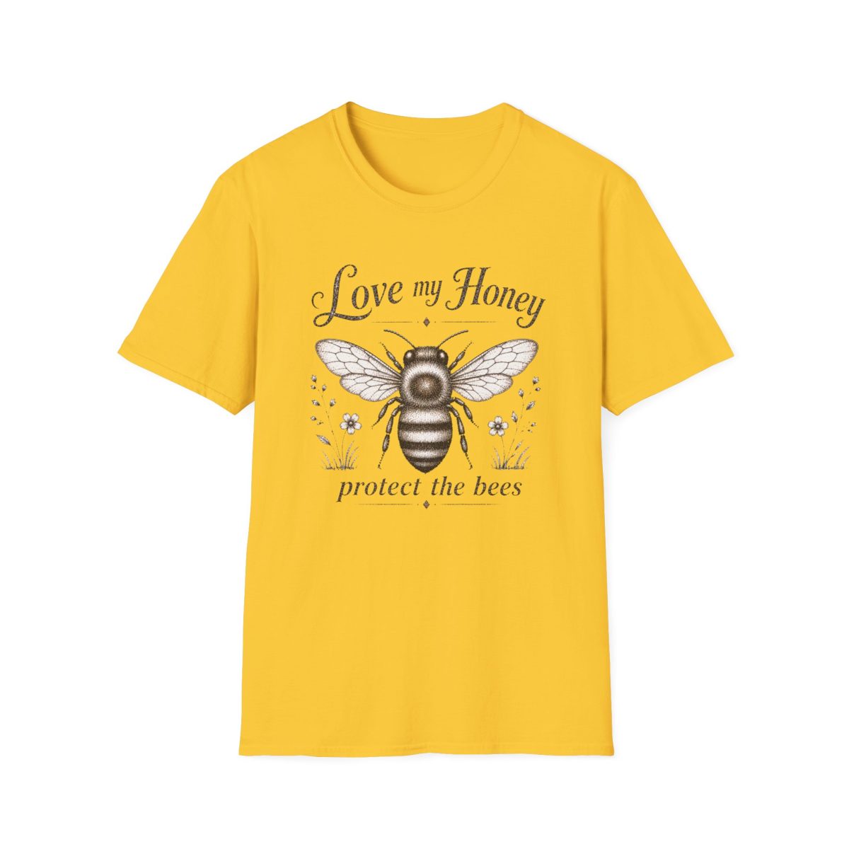 Bee T-Shirt — "Love My Honey, Protect the Bees" Vintage Bee Graphic Tee