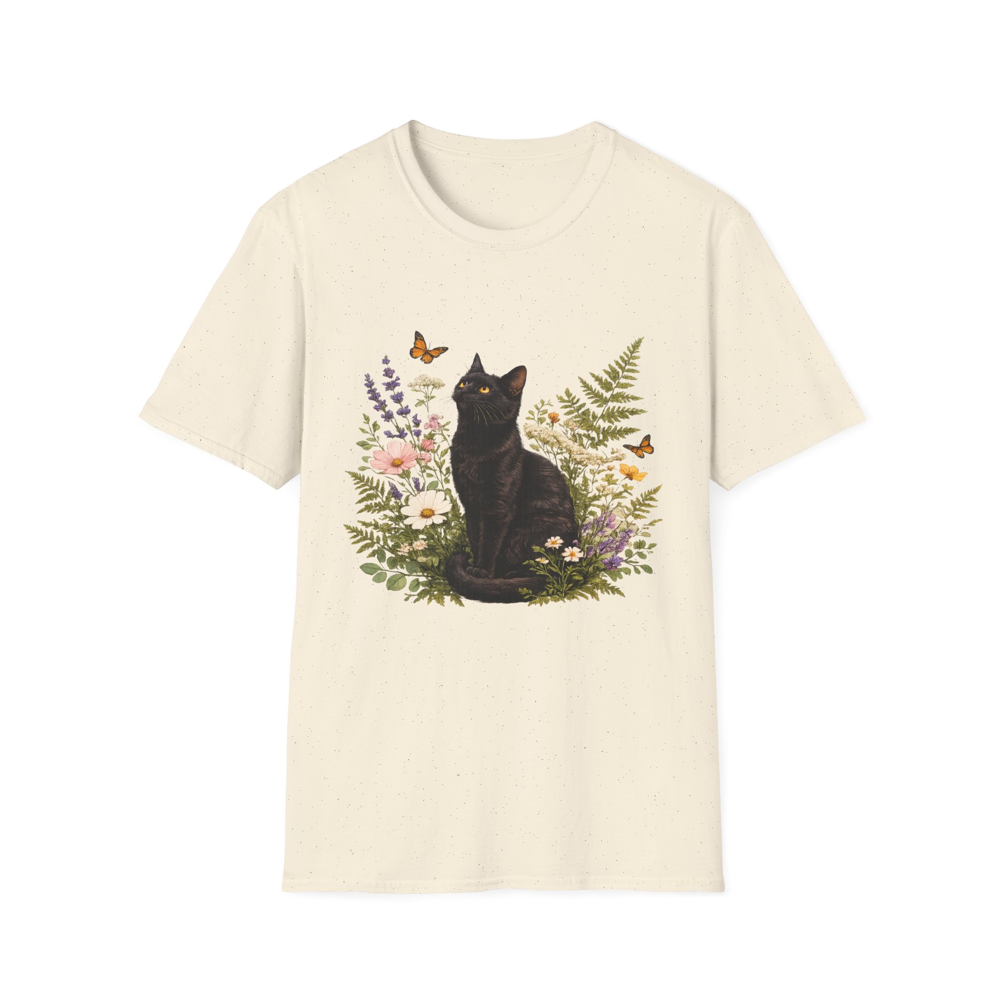 Black Cat Floral T-Shirt — Botanical Cat Tee for Cat Lovers - Image 7