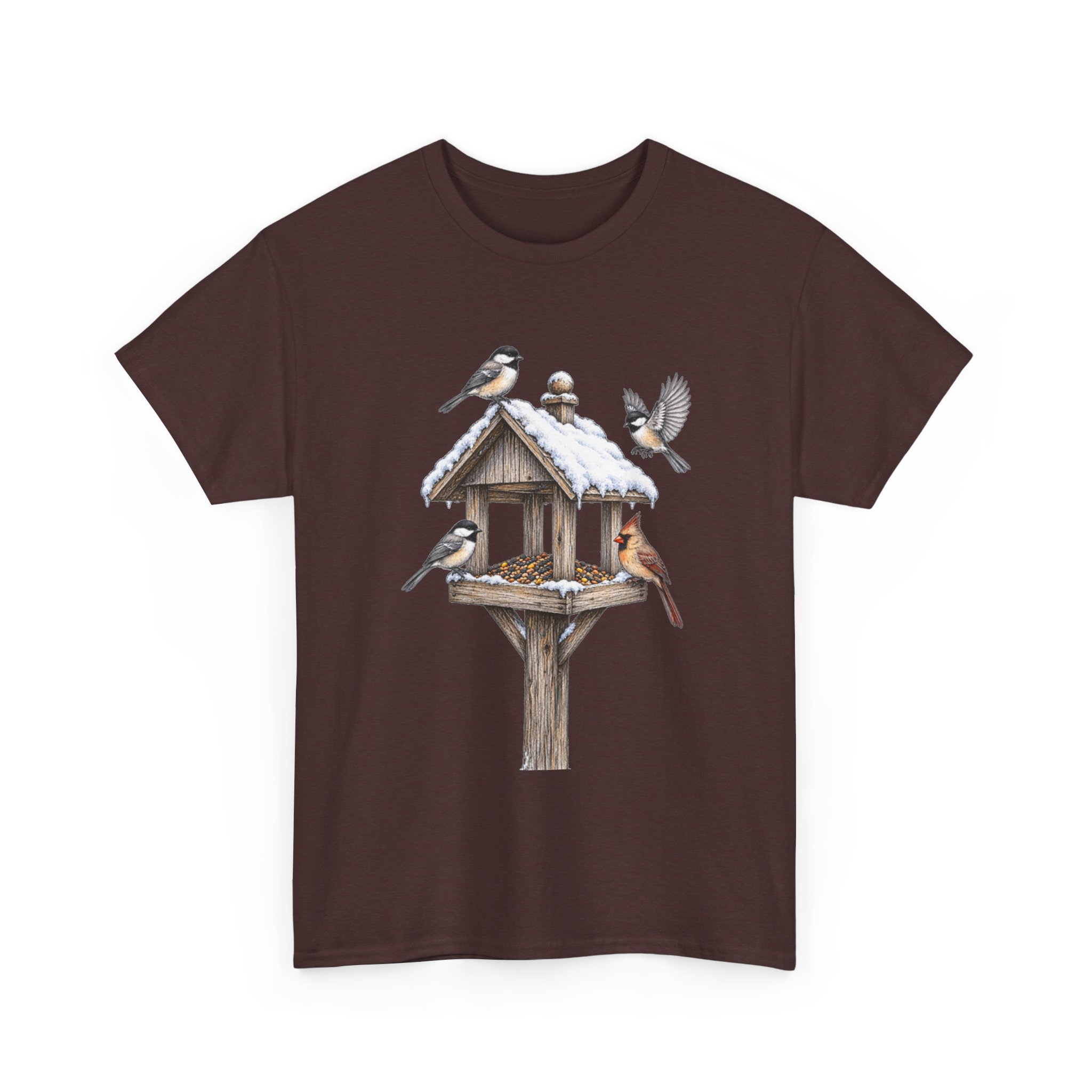 Bird Feeder Tee — Winter Songbirds Graphic T-Shirt - Image 3