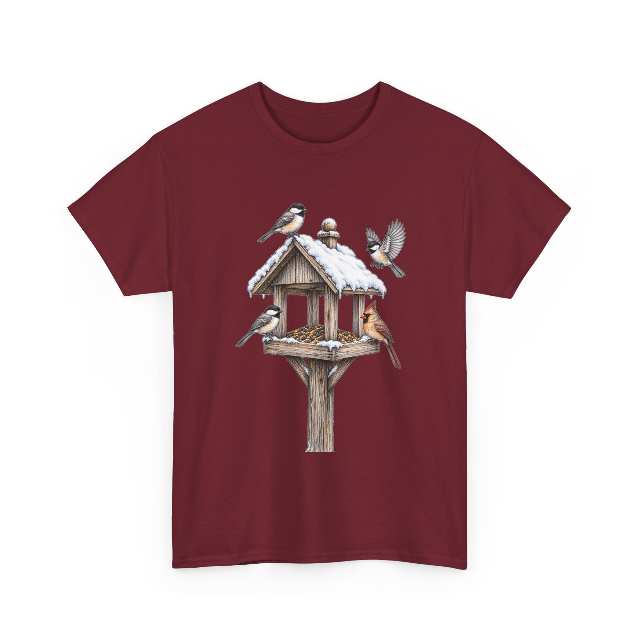 Bird Feeder Tee — Winter Songbirds Graphic T-Shirt - Image 12