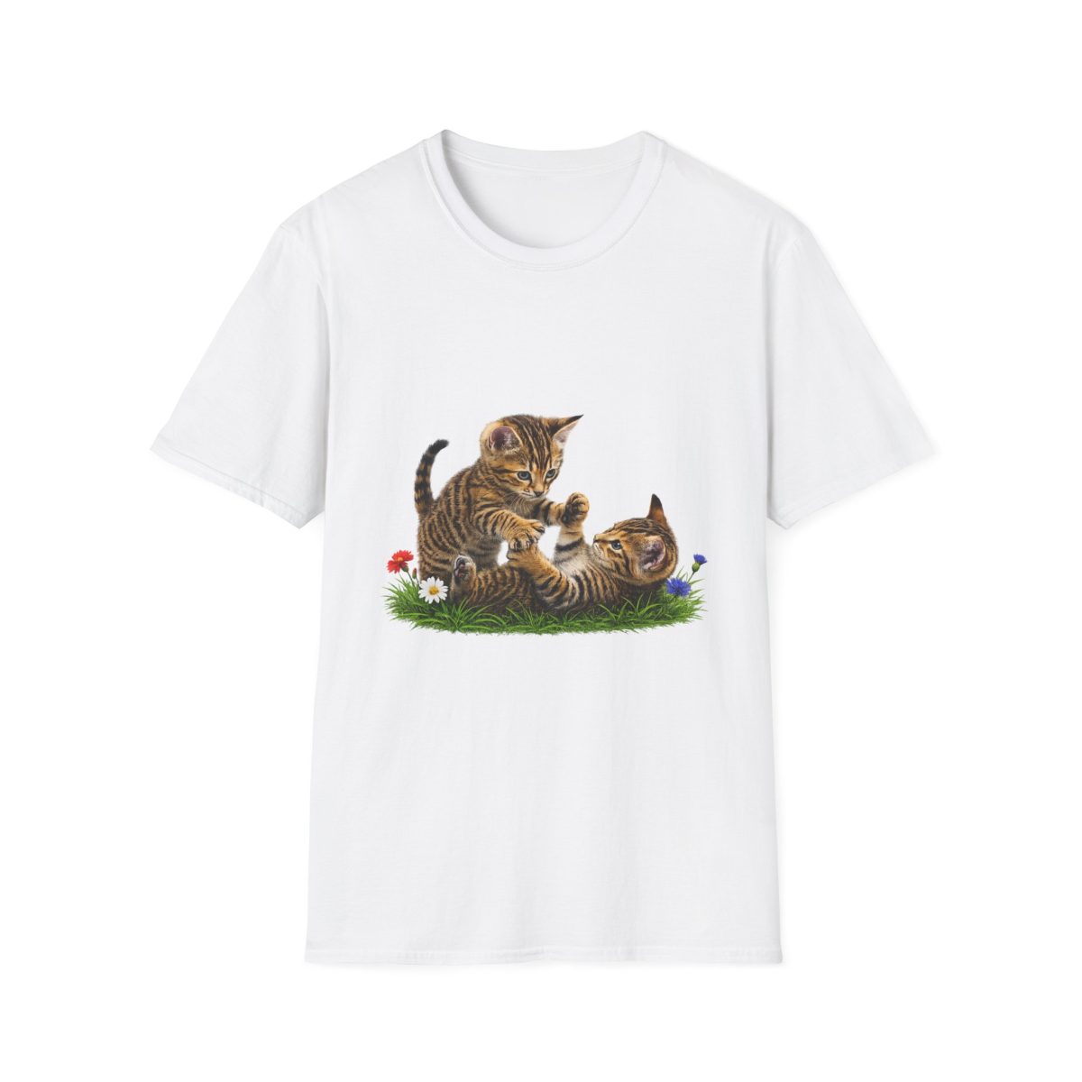 Playful Kittens T-Shirt — Cute Tabby Cats Playing Graphic Tee
