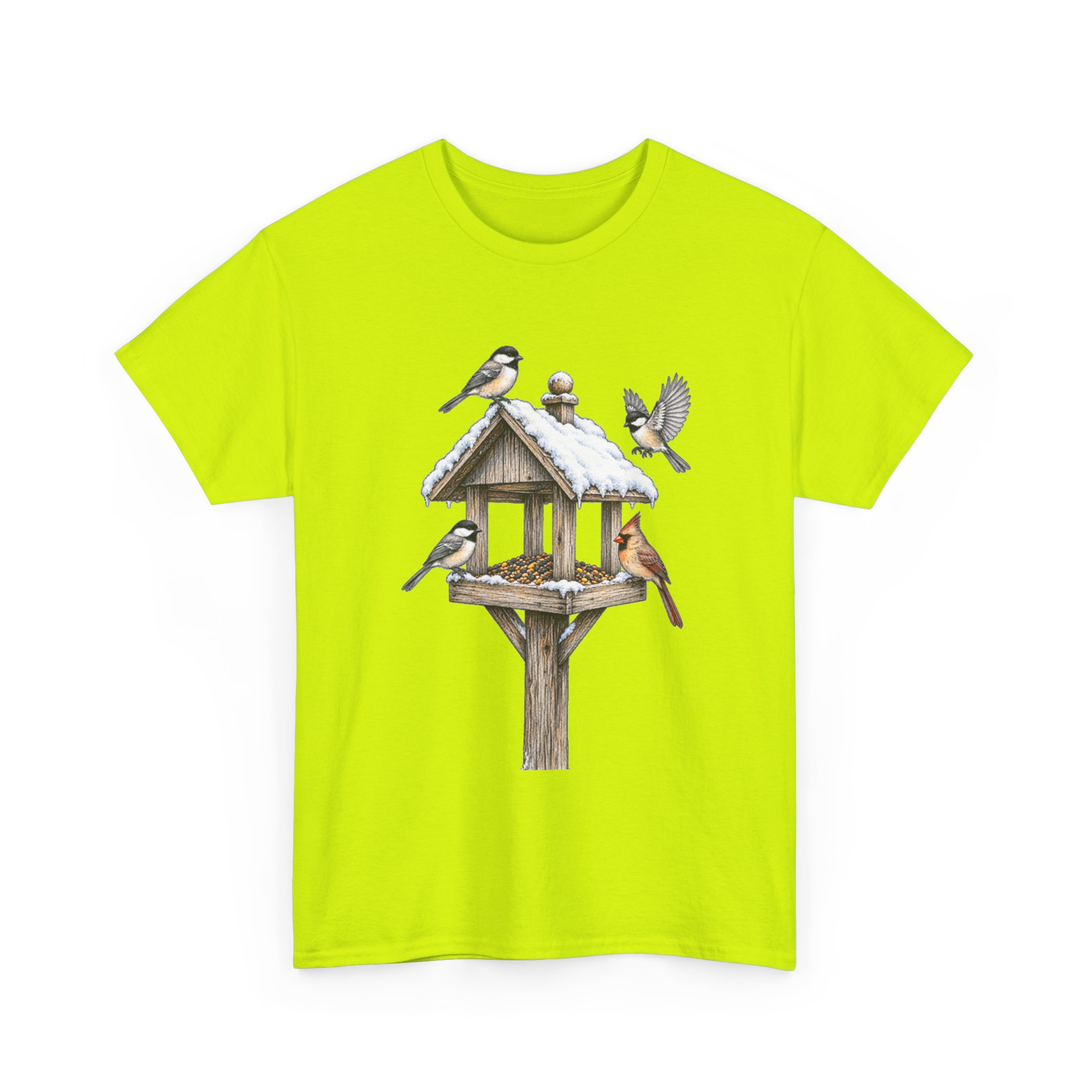 Bird Feeder Tee — Winter Songbirds Graphic T-Shirt - Image 7