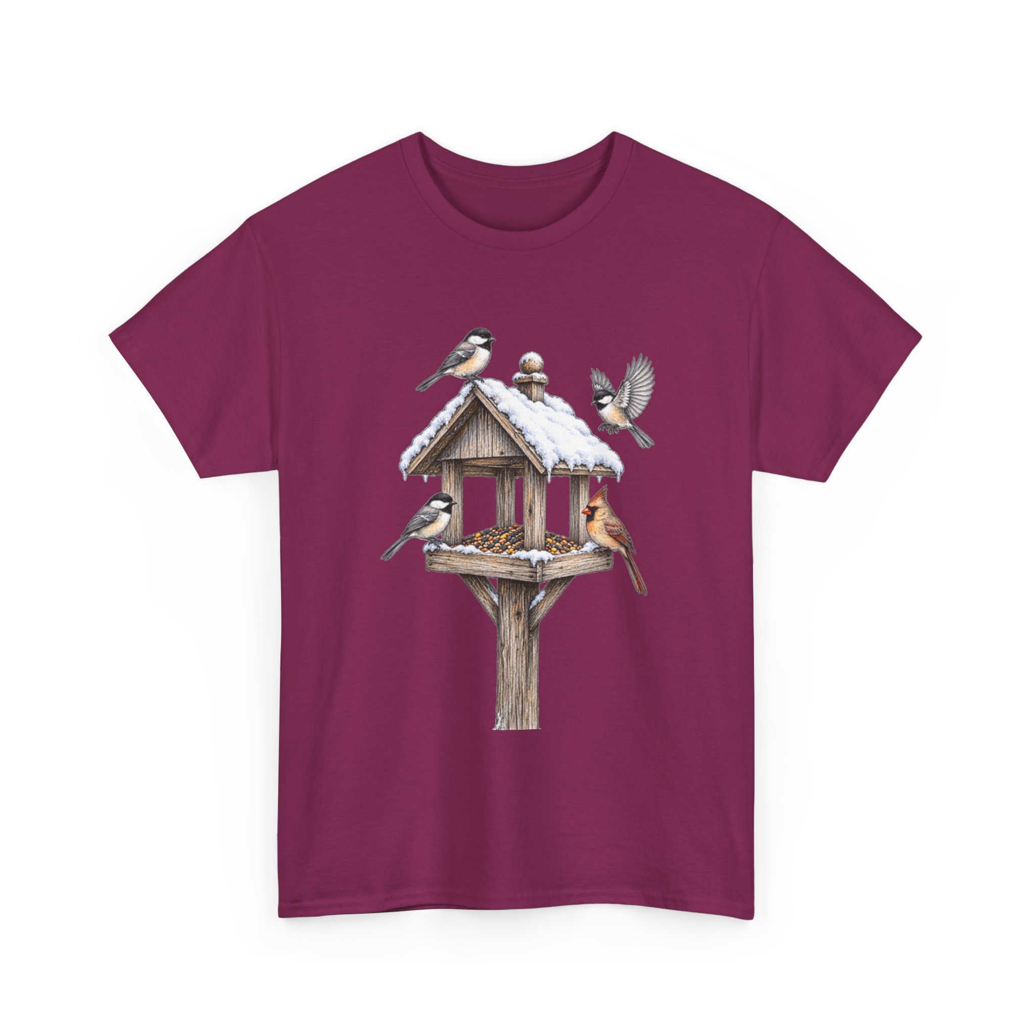 Bird Feeder Tee — Winter Songbirds Graphic T-Shirt - Image 11