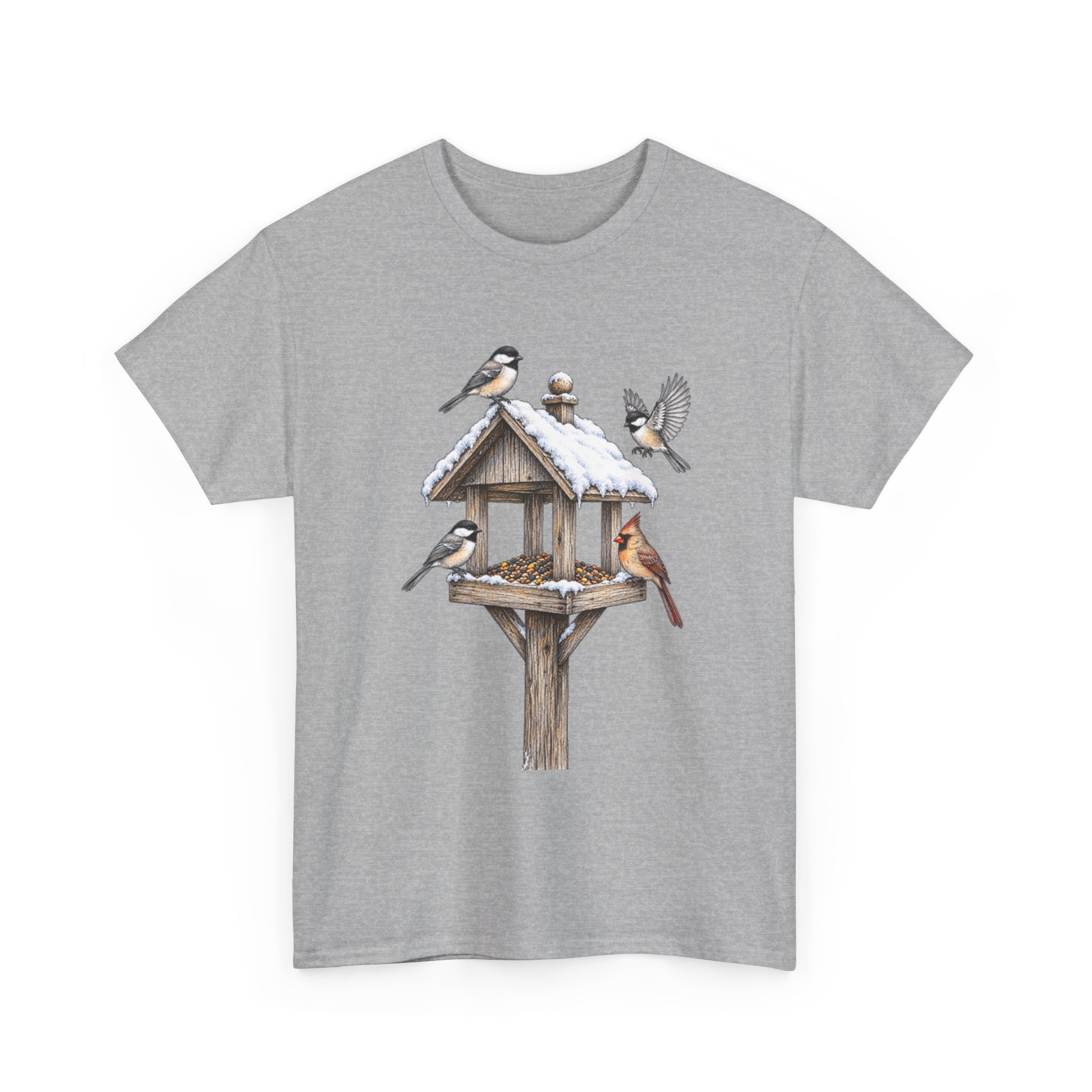 Bird Feeder Tee — Winter Songbirds Graphic T-Shirt - Image 6