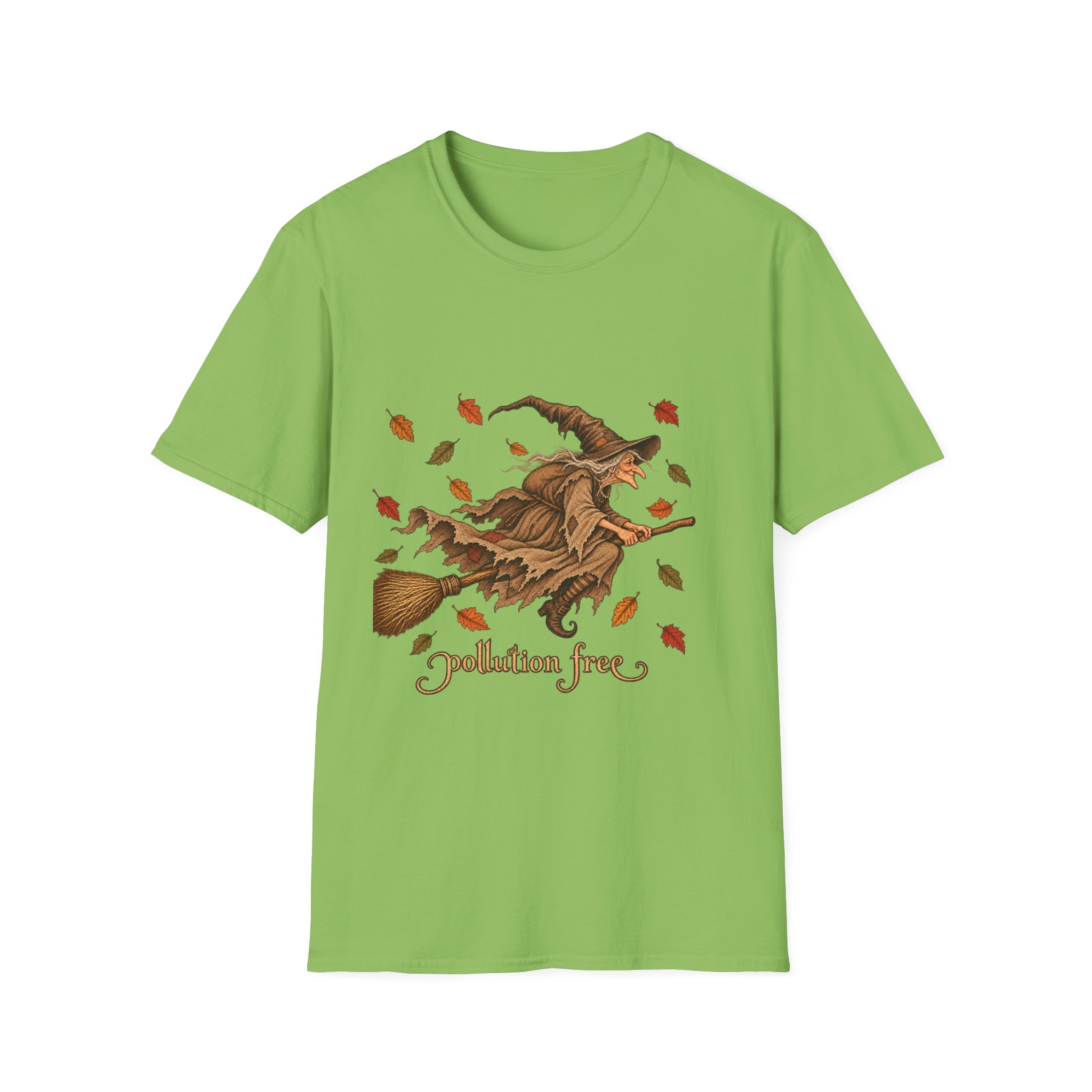 Autumn Witch Tee — "Pollution Free" Eco-Friendly Halloween T-Shirt - Image 9