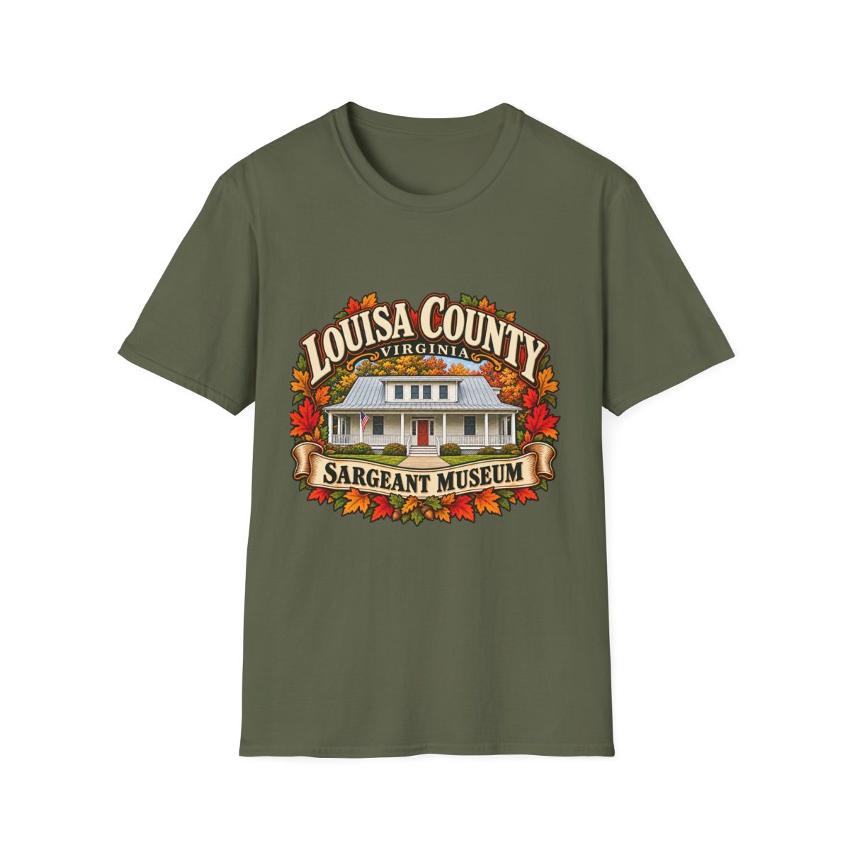 Louisa County Virginia Sargeant Museum T-Shirt — Vintage Fall Leaves Souvenir