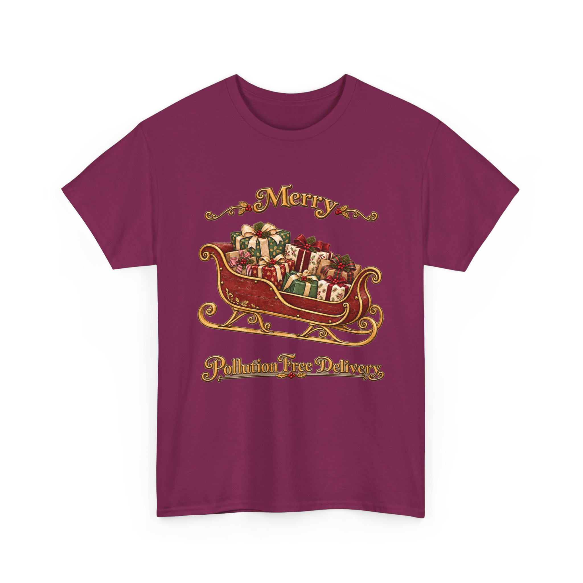 Christmas Sleigh Tee — "Merry Pollution Free Delivery" Holiday Graphic Shirt - Image 11