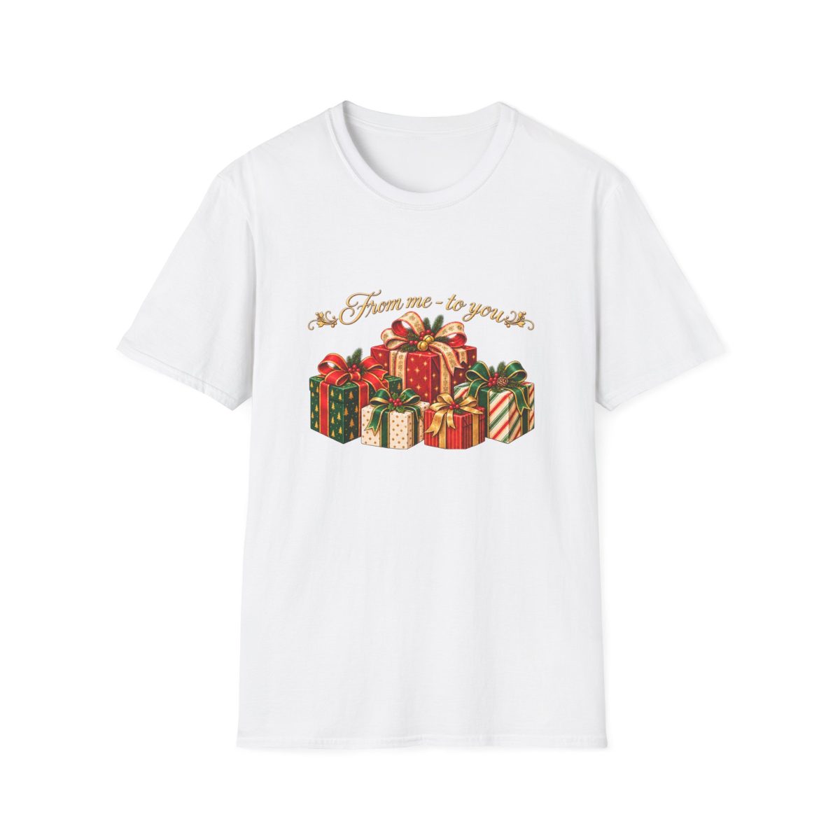 Christmas Gift Stack T‑Shirt — "From Me To You" Holiday Present Design