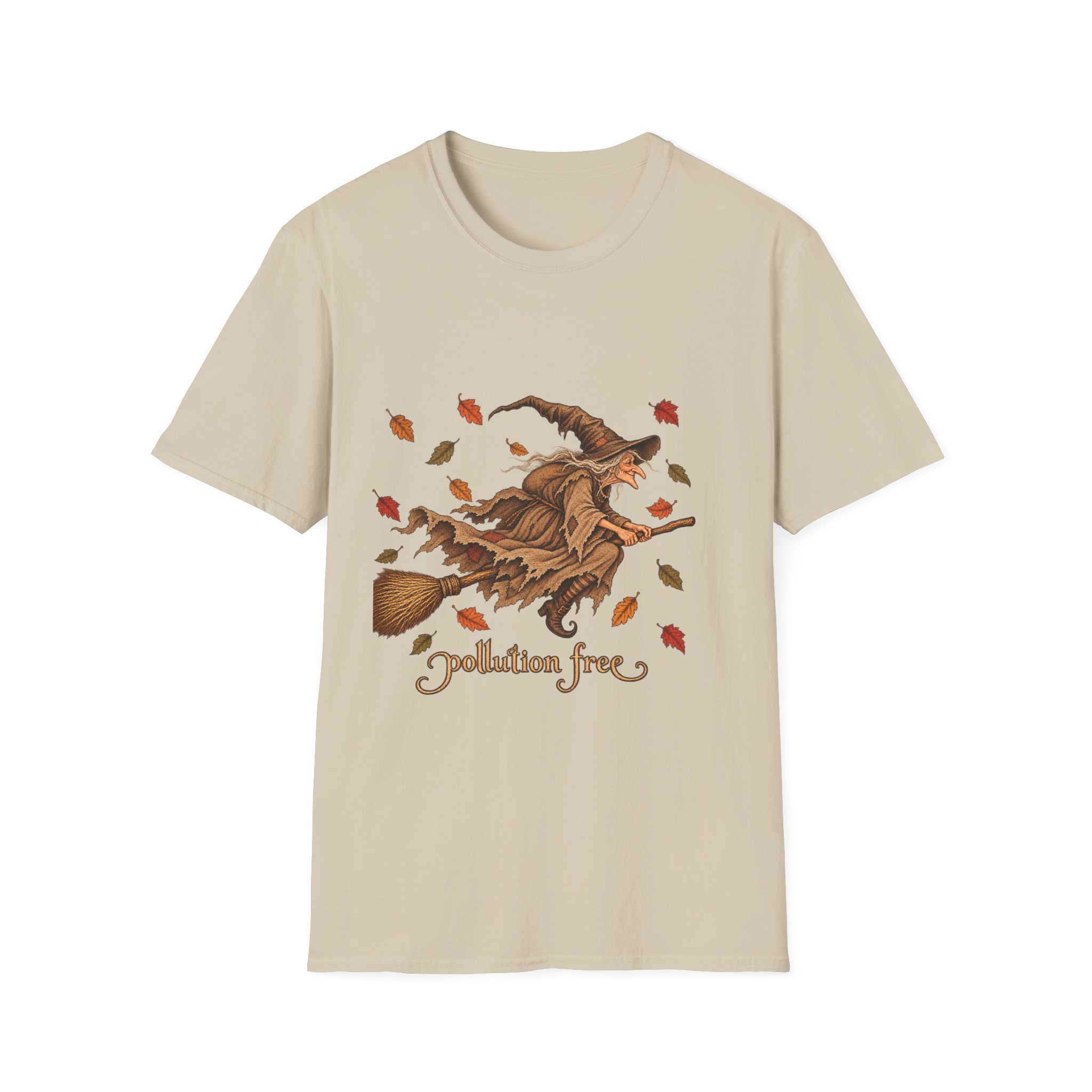 Autumn Witch Tee — "Pollution Free" Eco-Friendly Halloween T-Shirt - Image 4